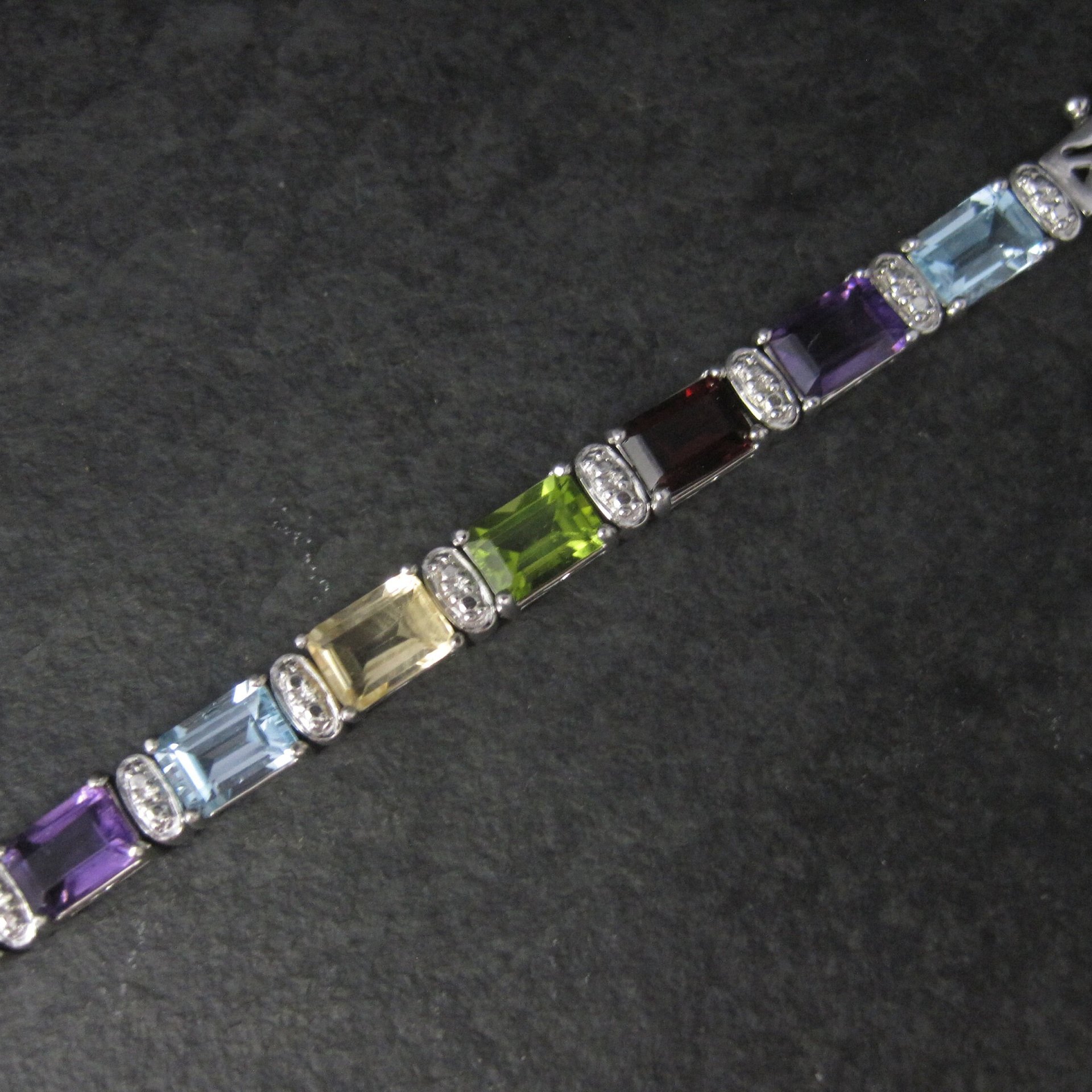 Estate Sterling Gemstone Bracelet 7.5 Inches