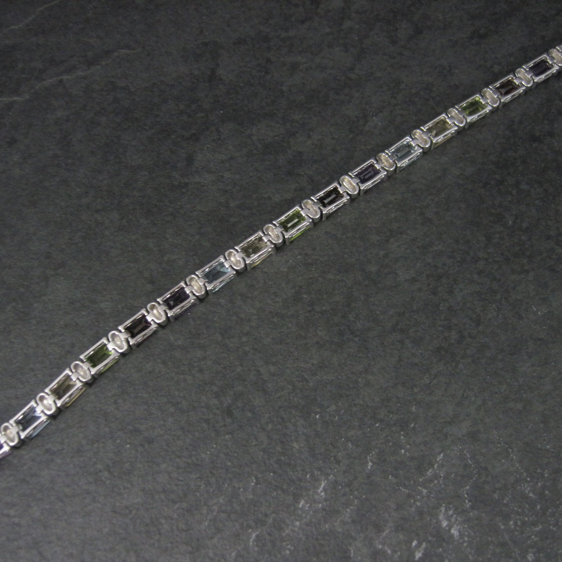 Estate Sterling Gemstone Bracelet 7.5 Inches