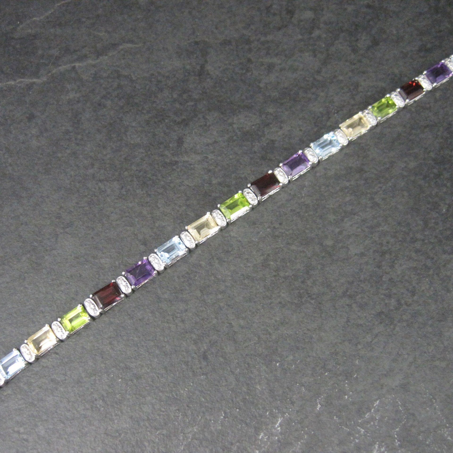 Estate Sterling Gemstone Bracelet 7.5 Inches