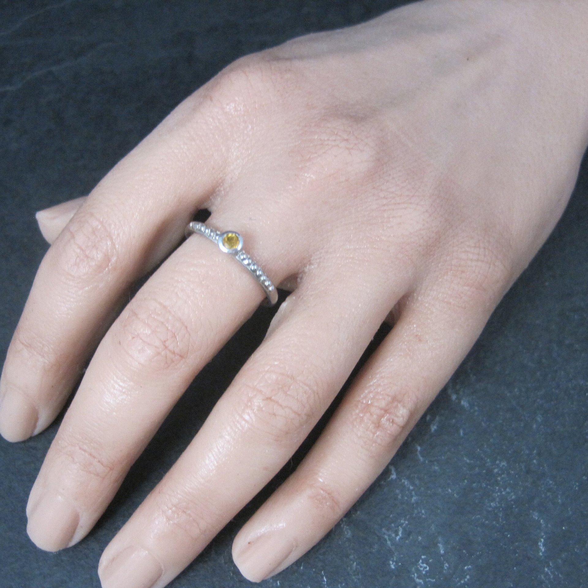Simple Sterling Citrine Ring Size 9 Clyde Duneier