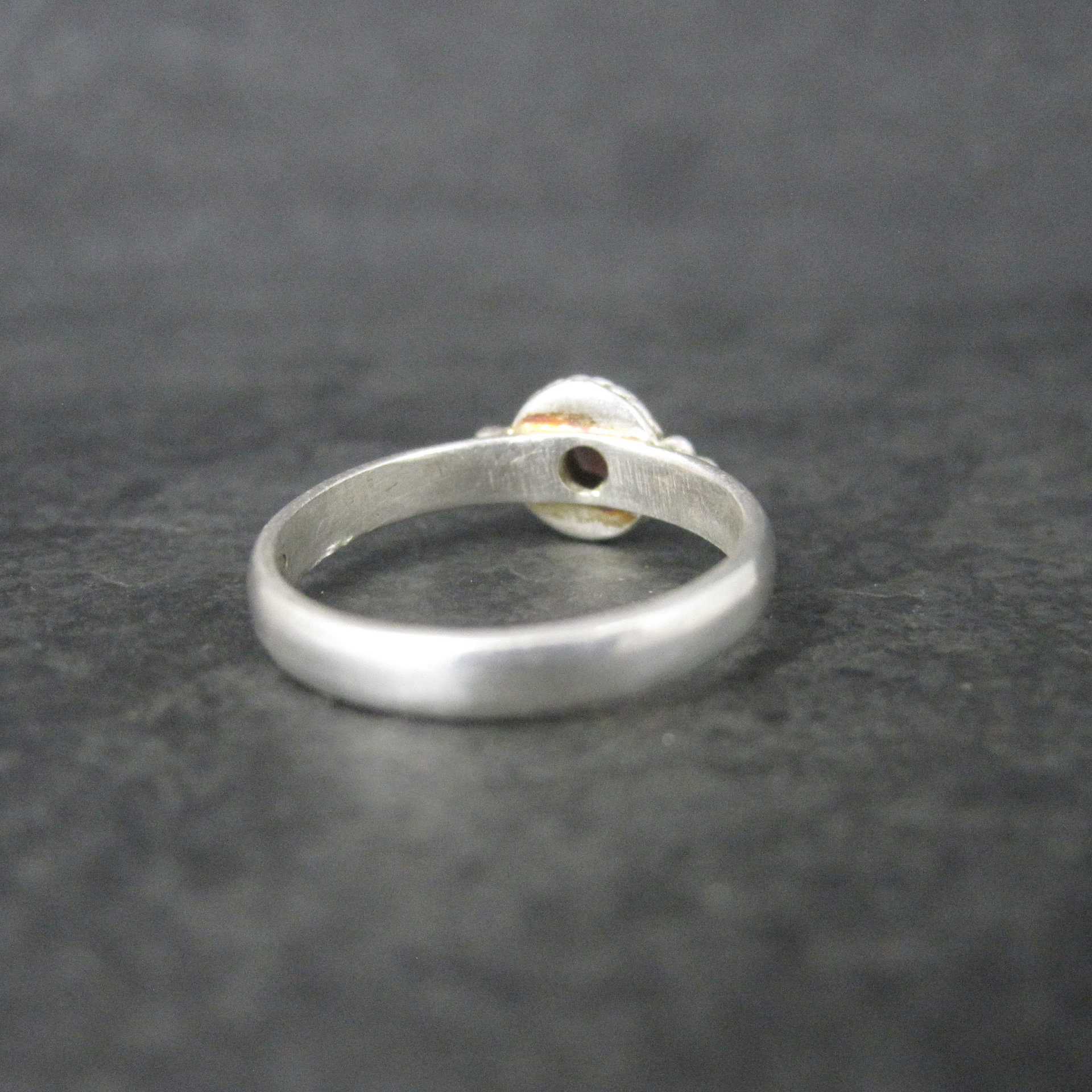 Simple Sterling Garnet Ring Size 7