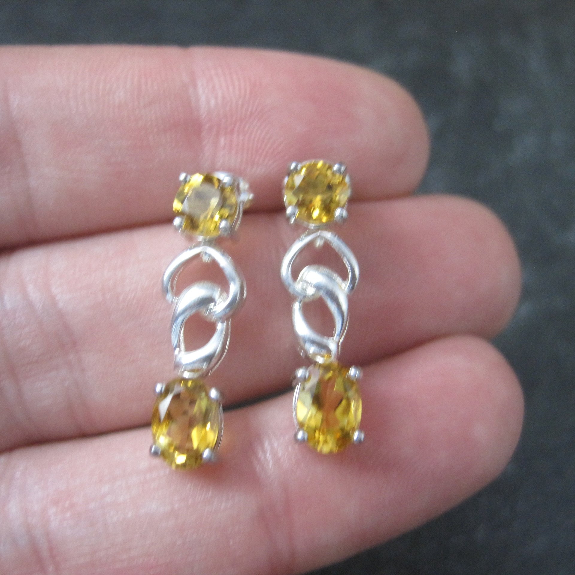 Estate Sterling Citrine Earrings