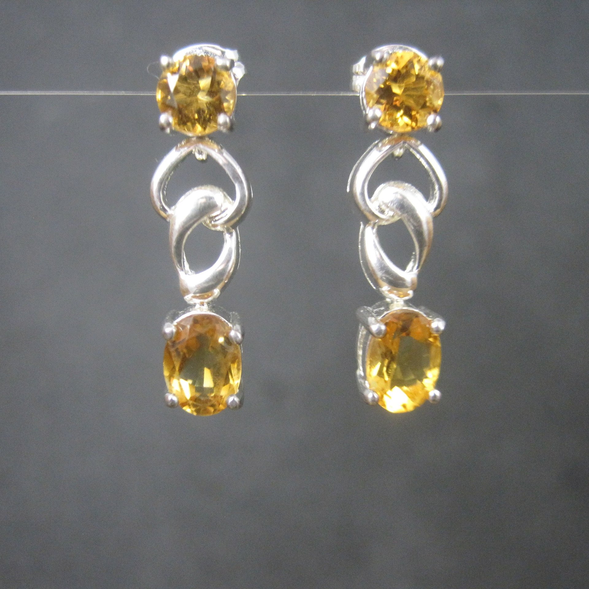 Estate Sterling Citrine Earrings