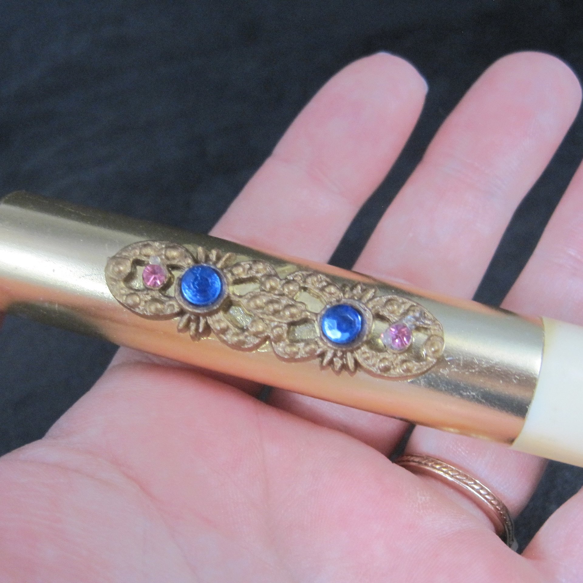 Vintage Gold Rhinestone Toothbrush Holder