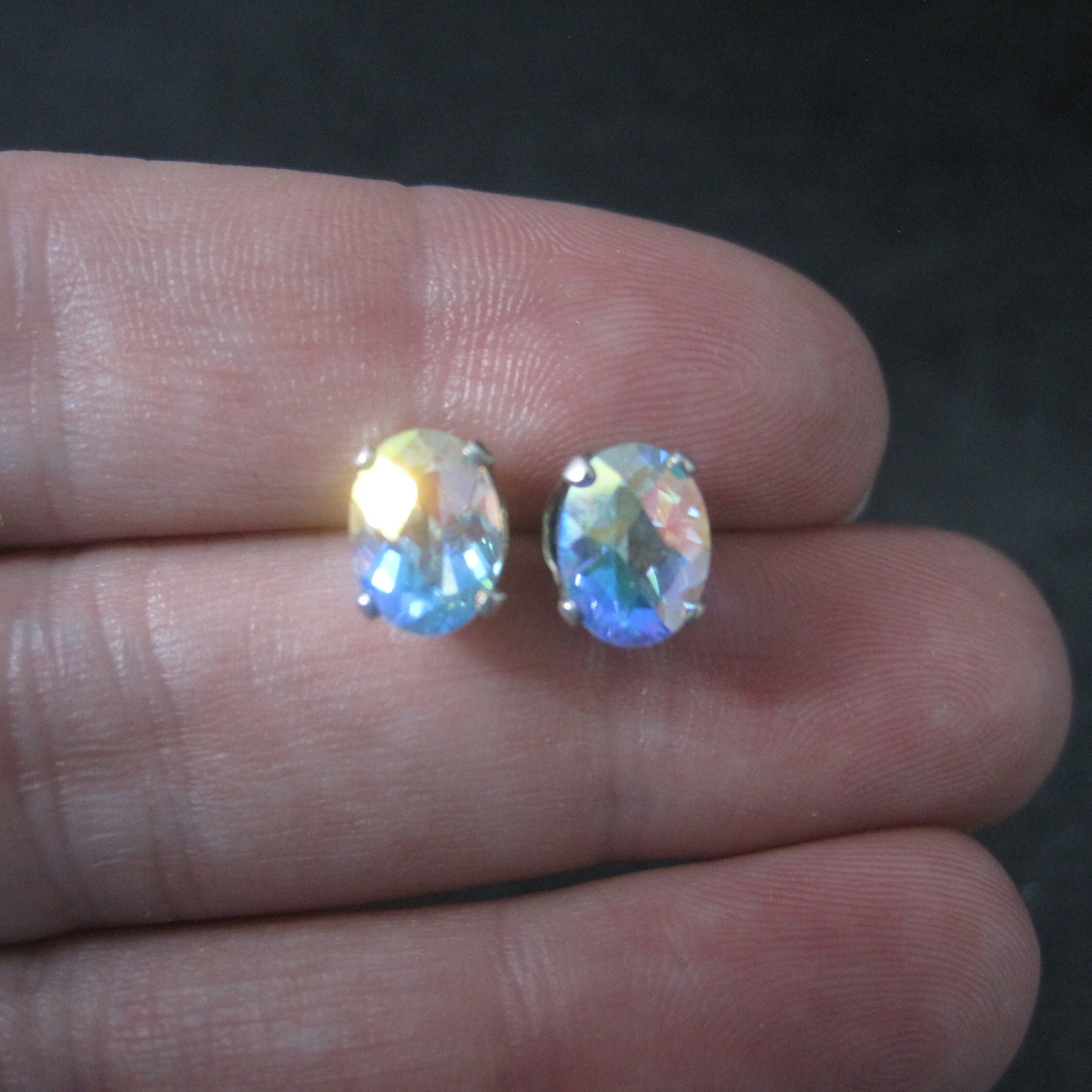 Vintage Sterling Mystic Topaz Stud Earrings