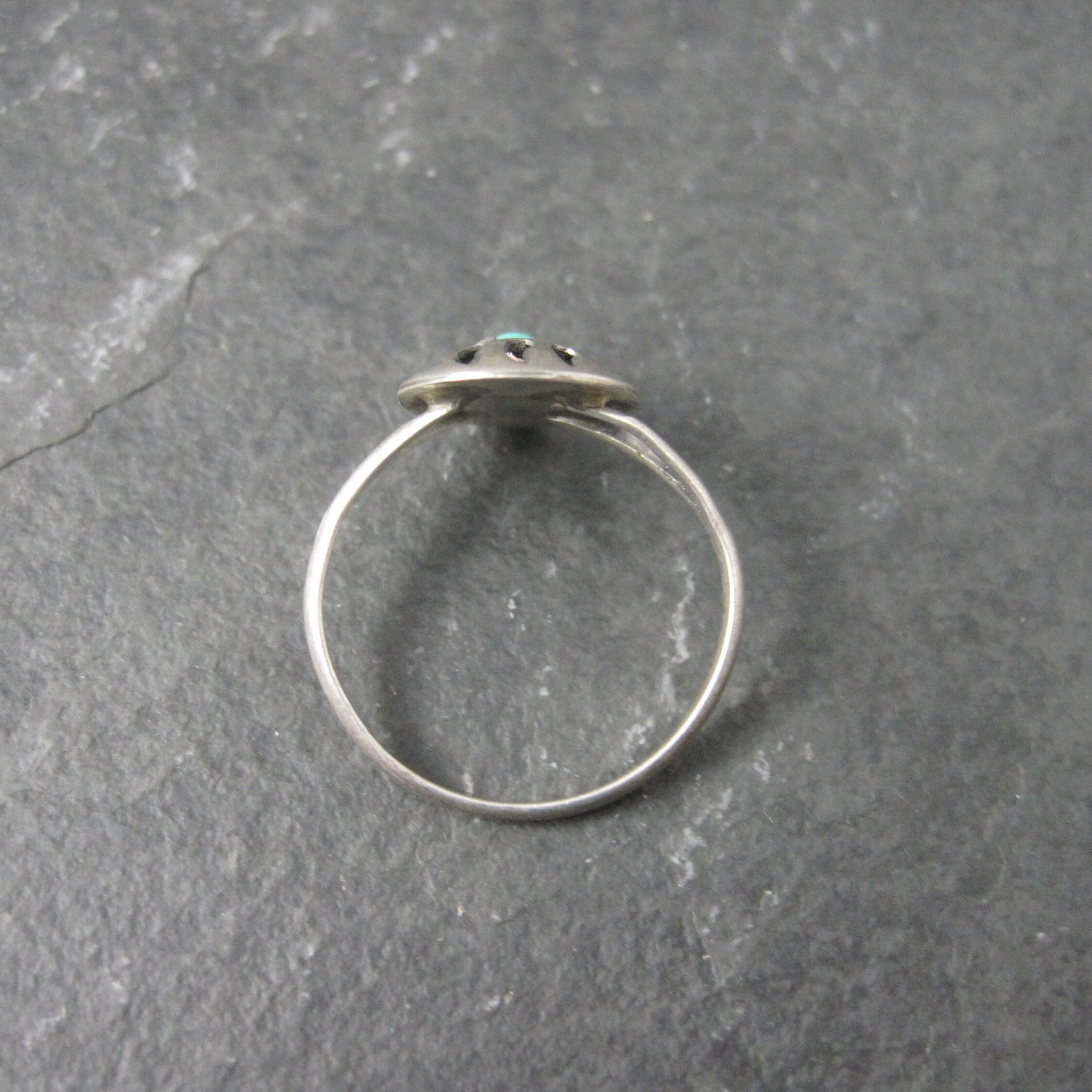 Dainty Sterling Turquoise Bear Paw Ring Size 6