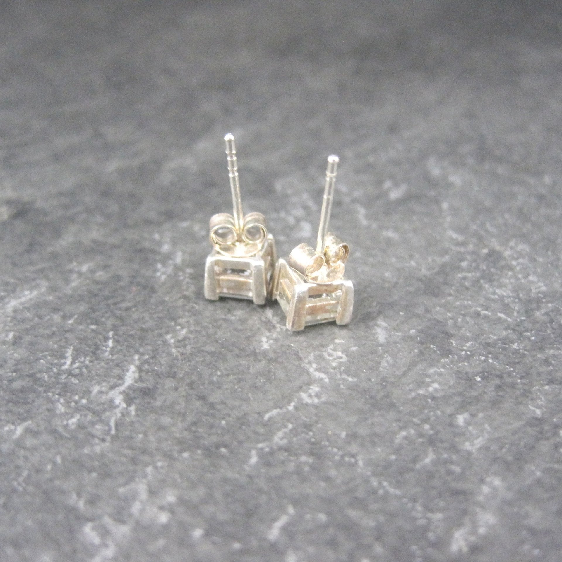 Sterling 6mm Princess Cz Stud Earrings