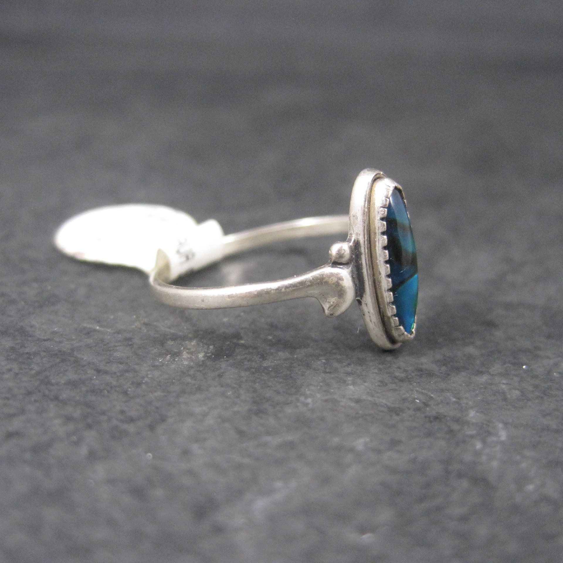 Dainty Southwestern Sterling Paua Shell Ring