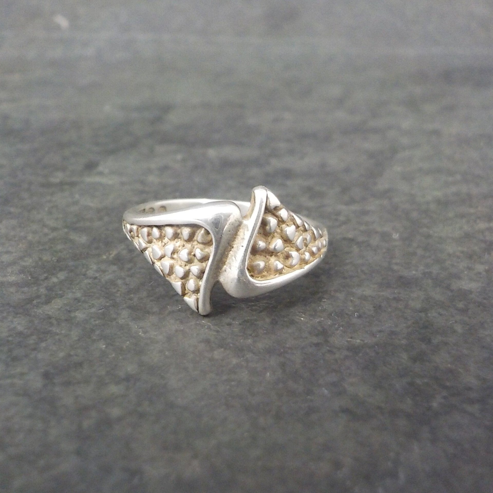 Unusual Sterling Reptile Skin Ring Size 6
