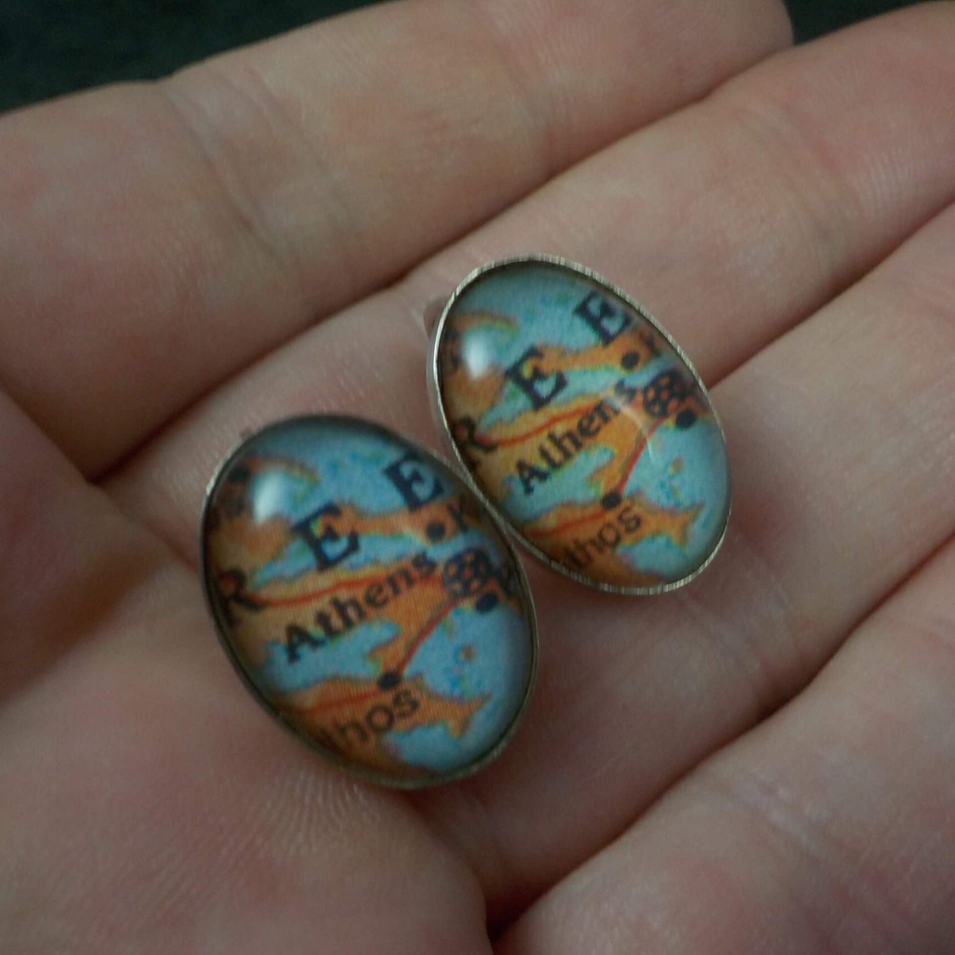 Vintage Sterling Athens Greece Leverback Earrings
