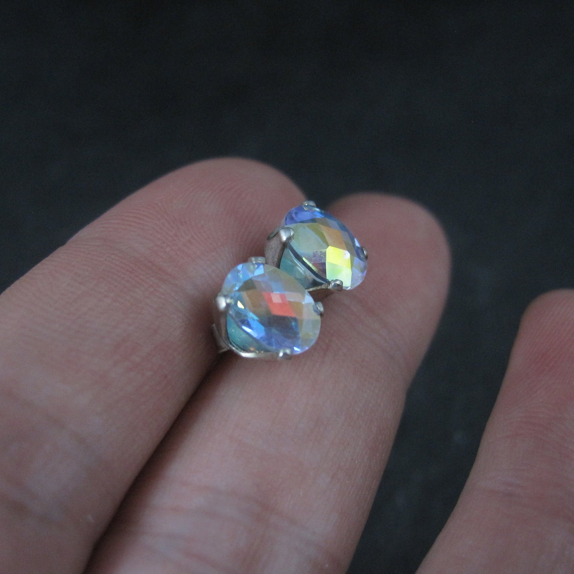 Vintage Sterling Mystic Topaz Stud Earrings