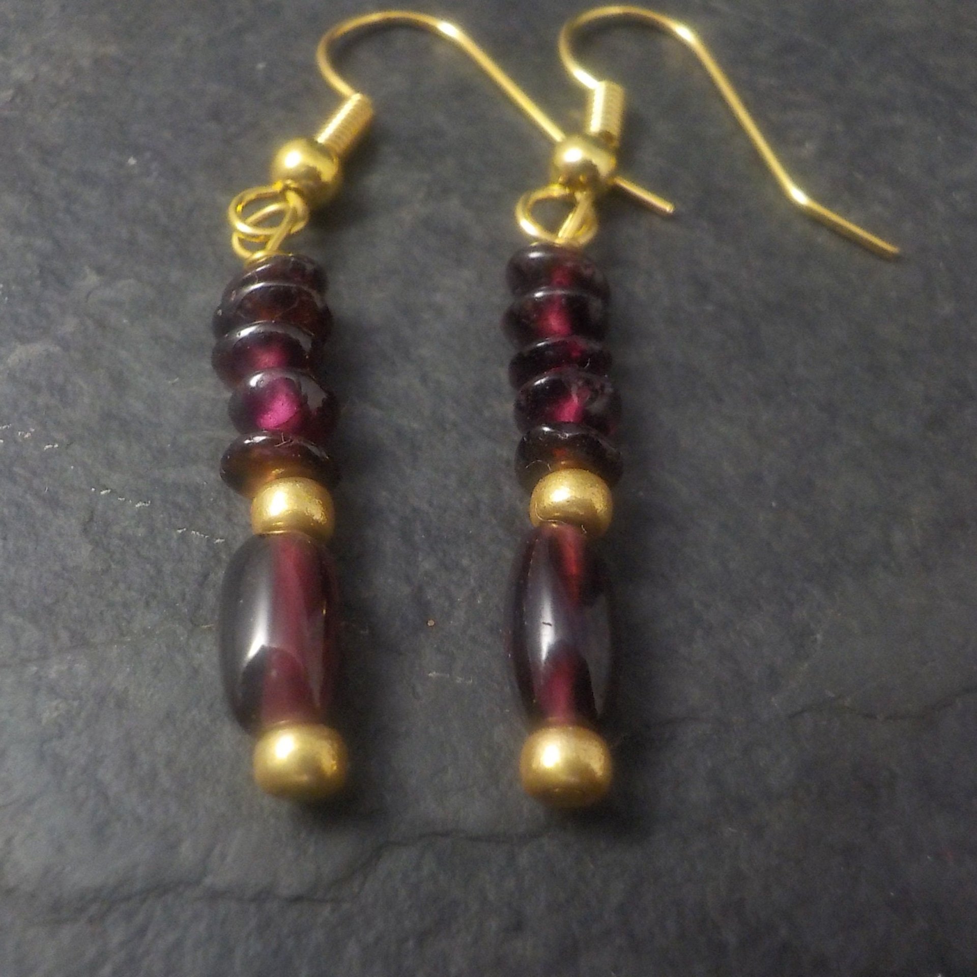 Vintage Gold Garnet Earrings