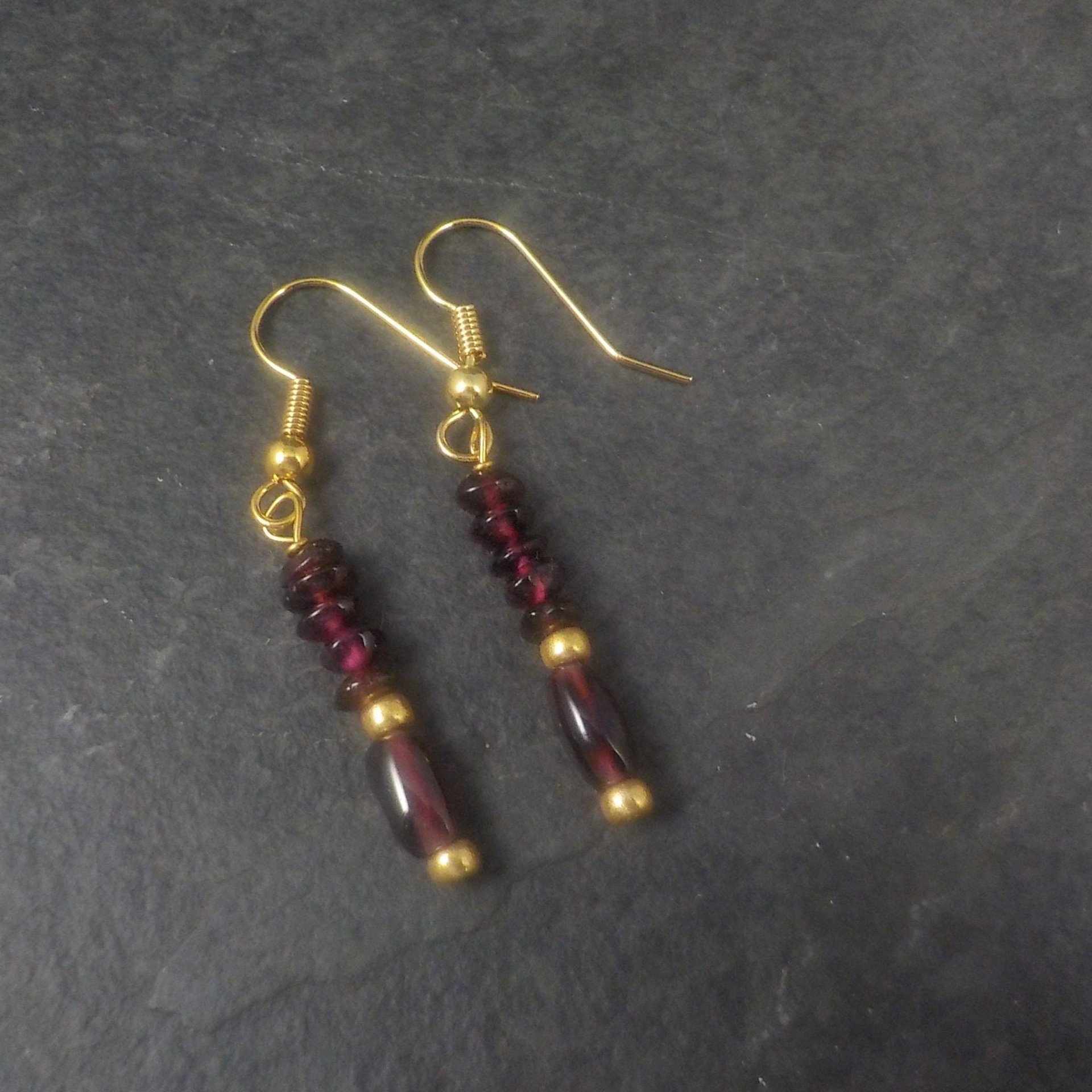 Vintage Gold Garnet Earrings