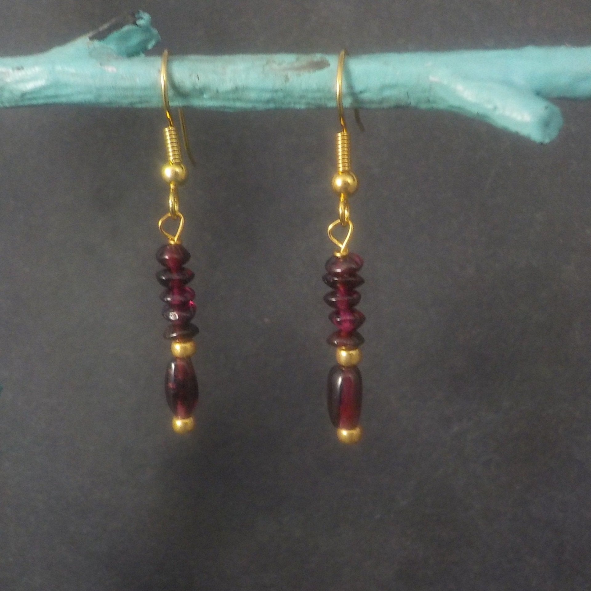 Vintage Gold Garnet Earrings