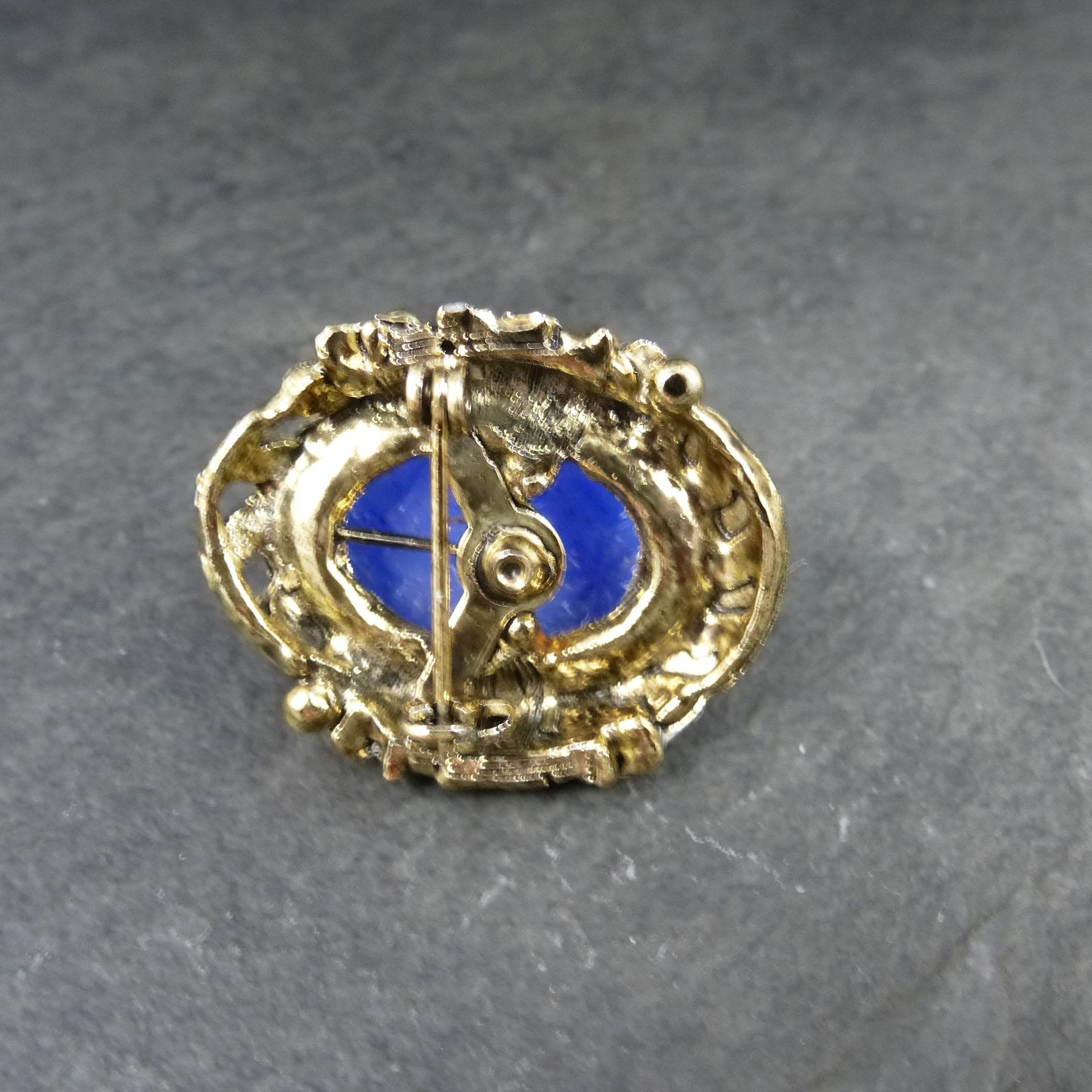 Vintage Blue Glass Scarab Brooch