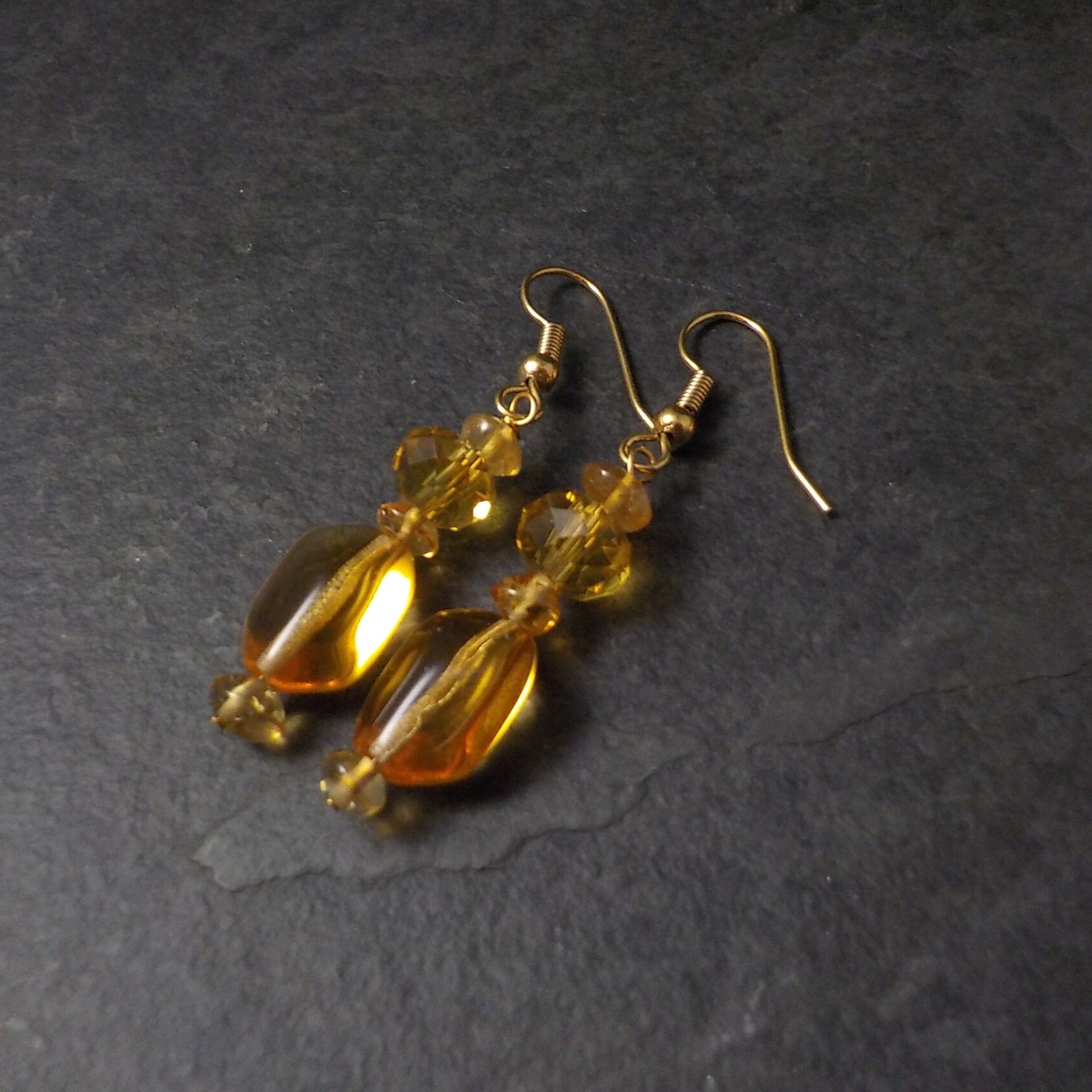 Long Yellow Crystal Earrings