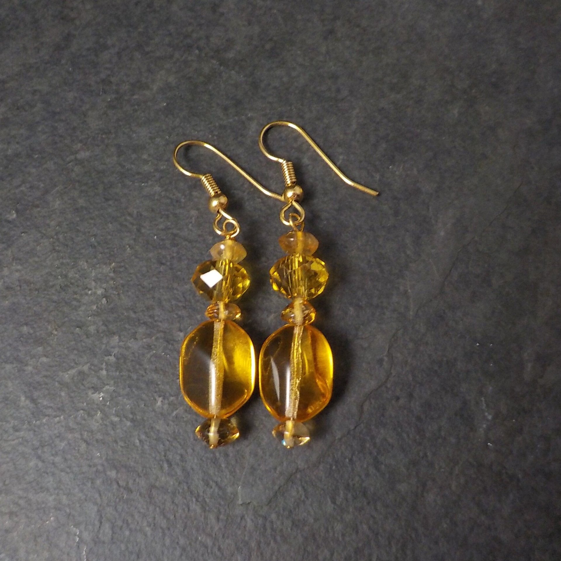 Long Yellow Crystal Earrings