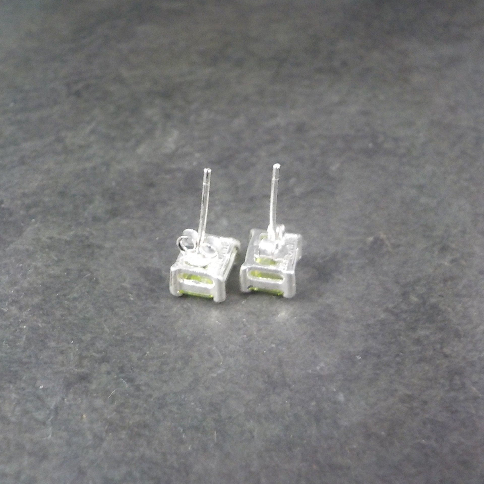 Vintage Sterling Peridot Stud Earrings Long Posts
