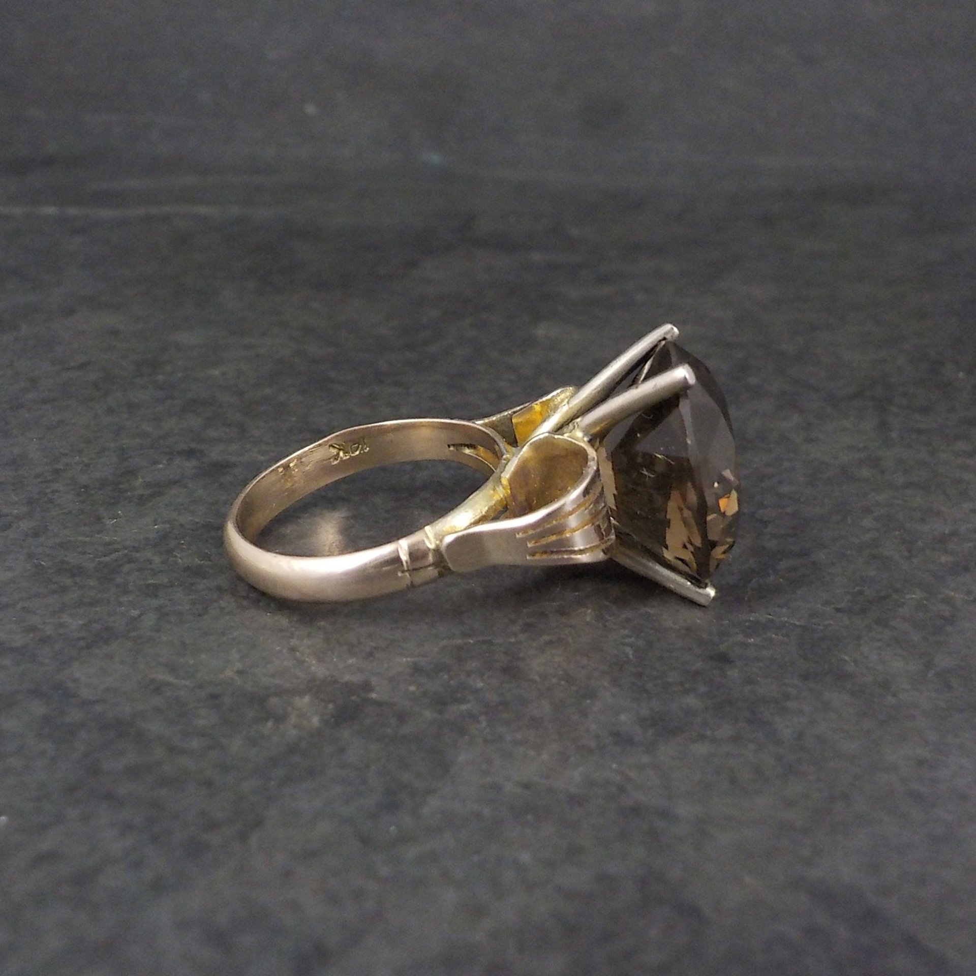 Large Antique 14K Smoky Quartz Ring Size 7