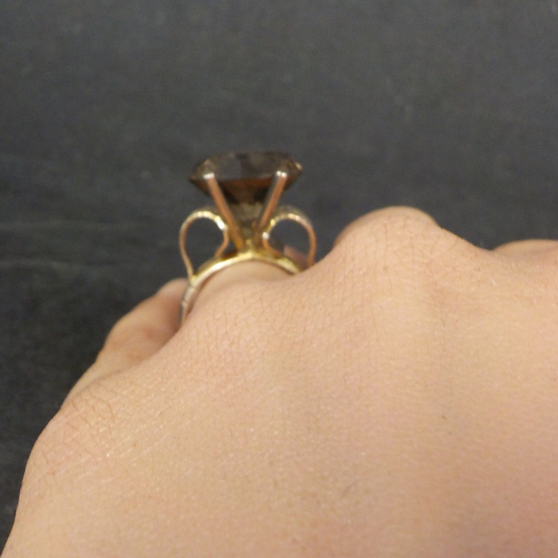 Large Antique 14K Smoky Quartz Ring Size 7