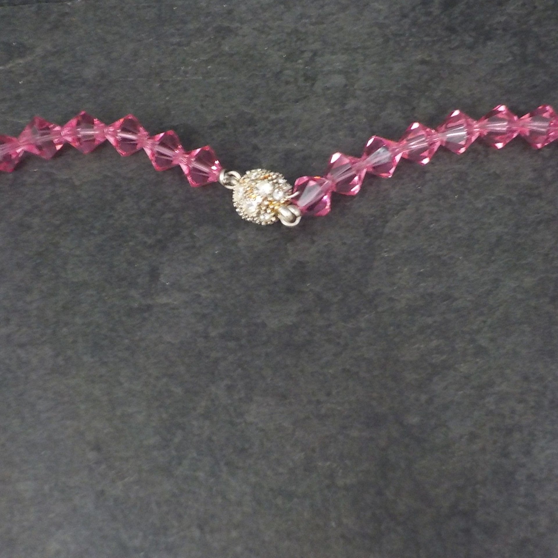 Pink Crystal Bead Necklace 18 Inches Magnetic Clasp