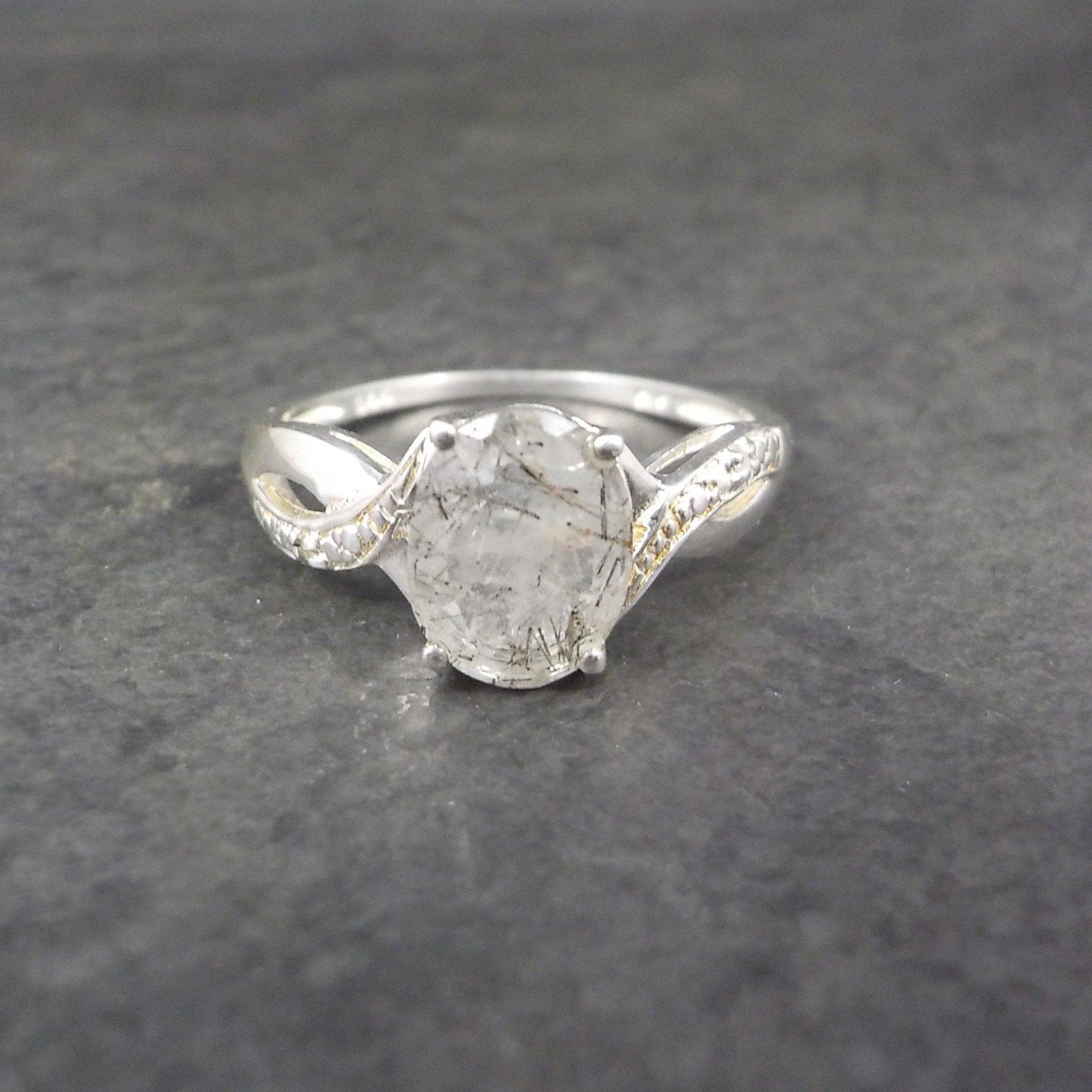 Sterling Faceted Rutilated Quartz Ring Size 9