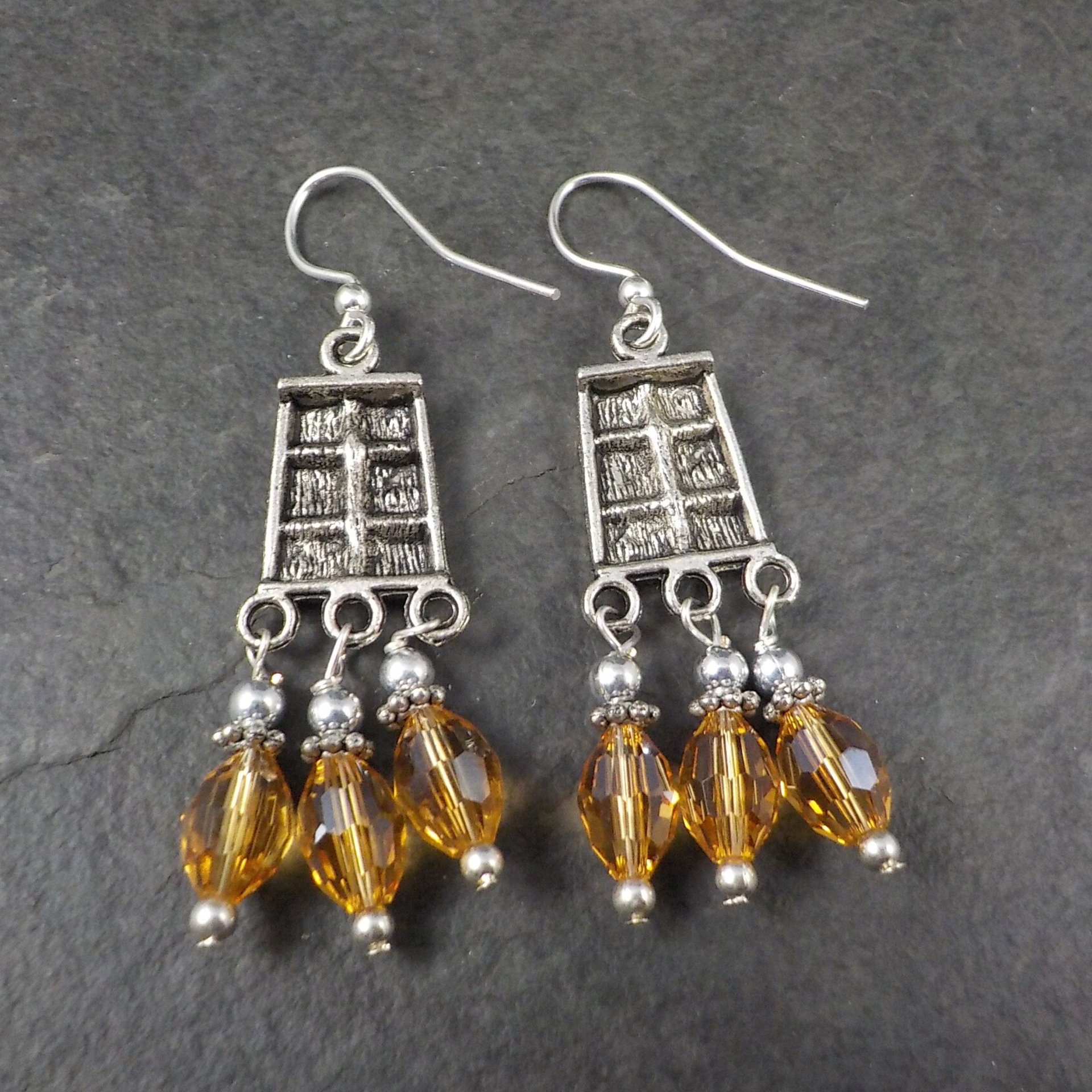 Vintage Tribal Mayan Crystal Earrings