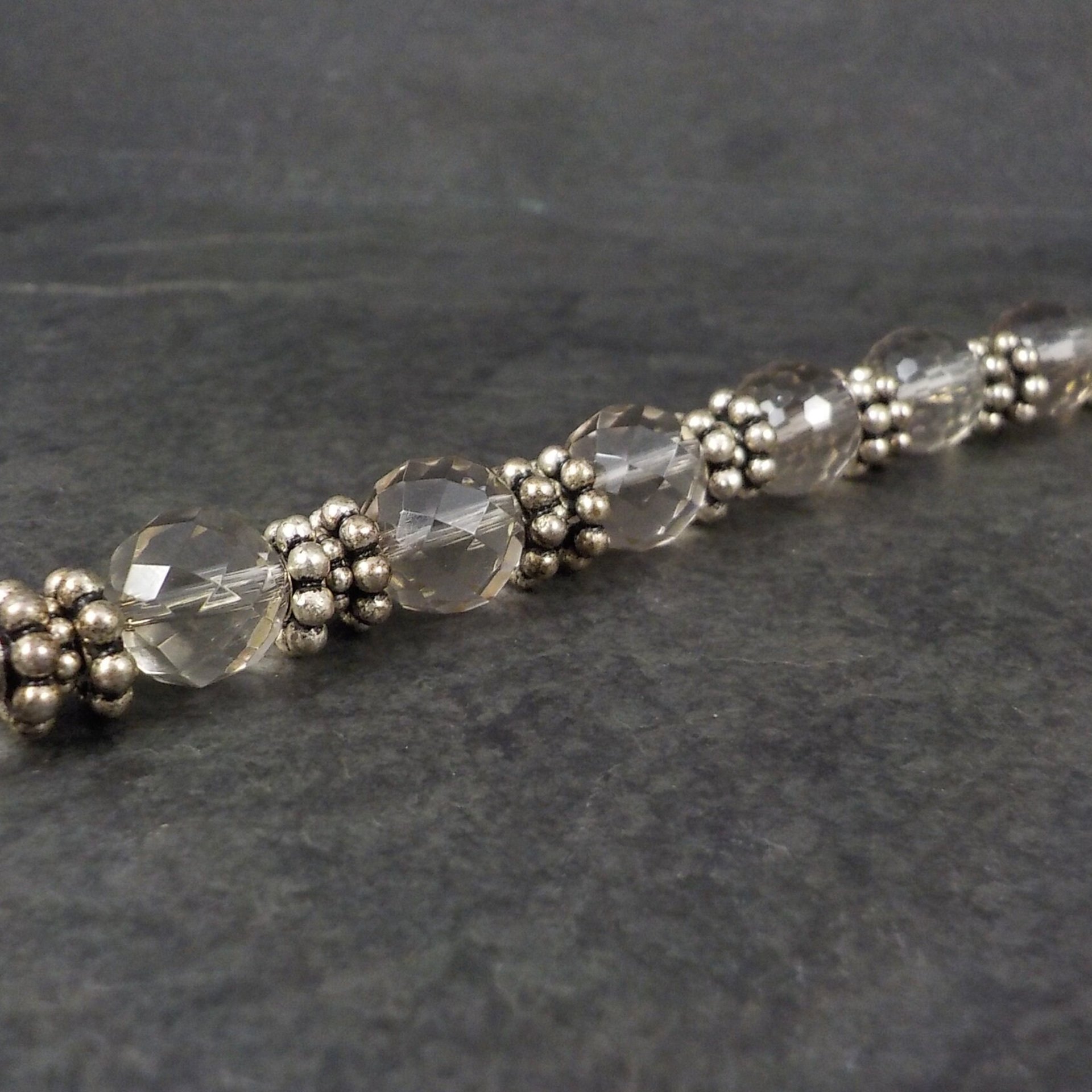 Vintage Sterling Quartz Toggle Bracelet 8.25 Inches