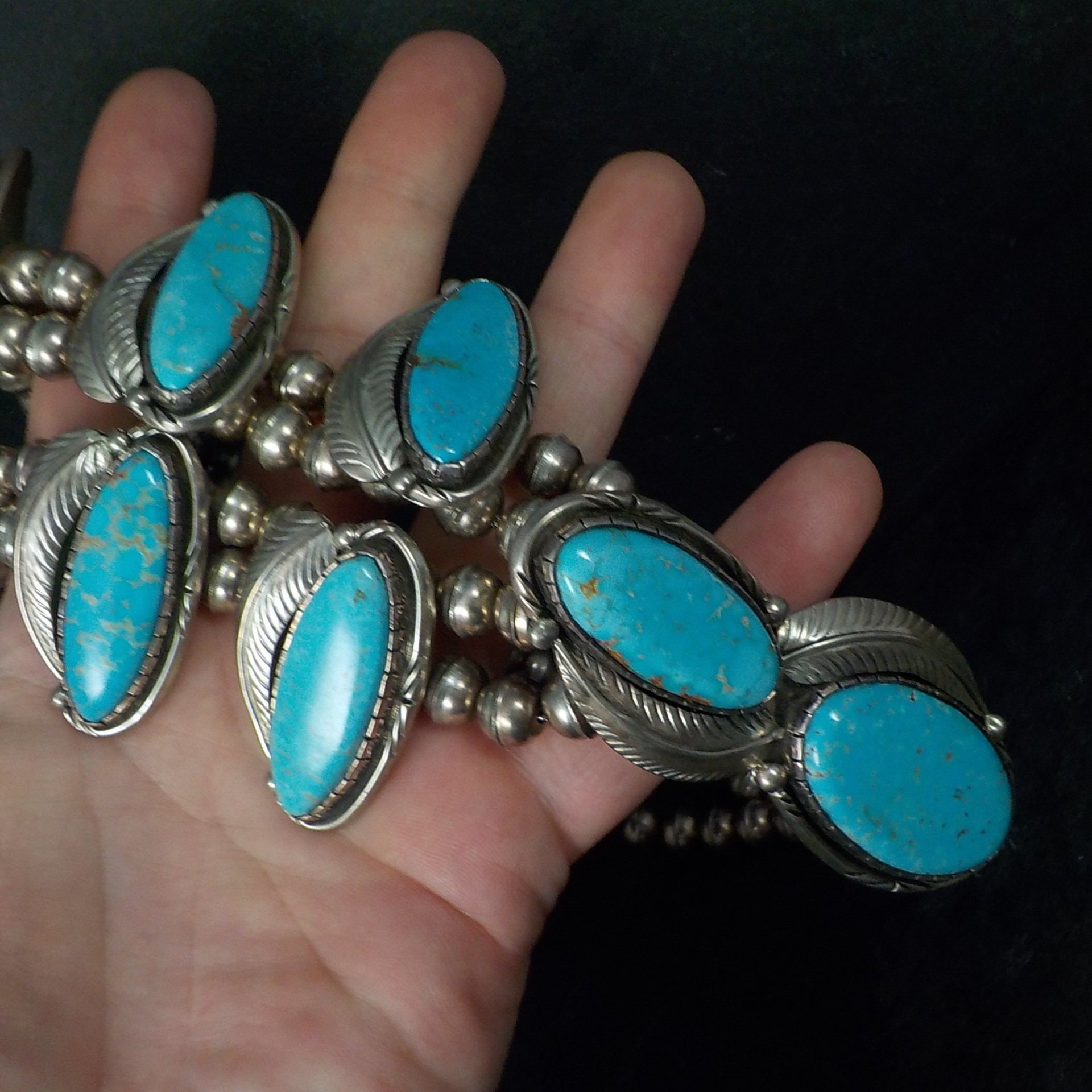 Vintage Navajo Turquoise Necklace Fred Guerro Sterling Silver