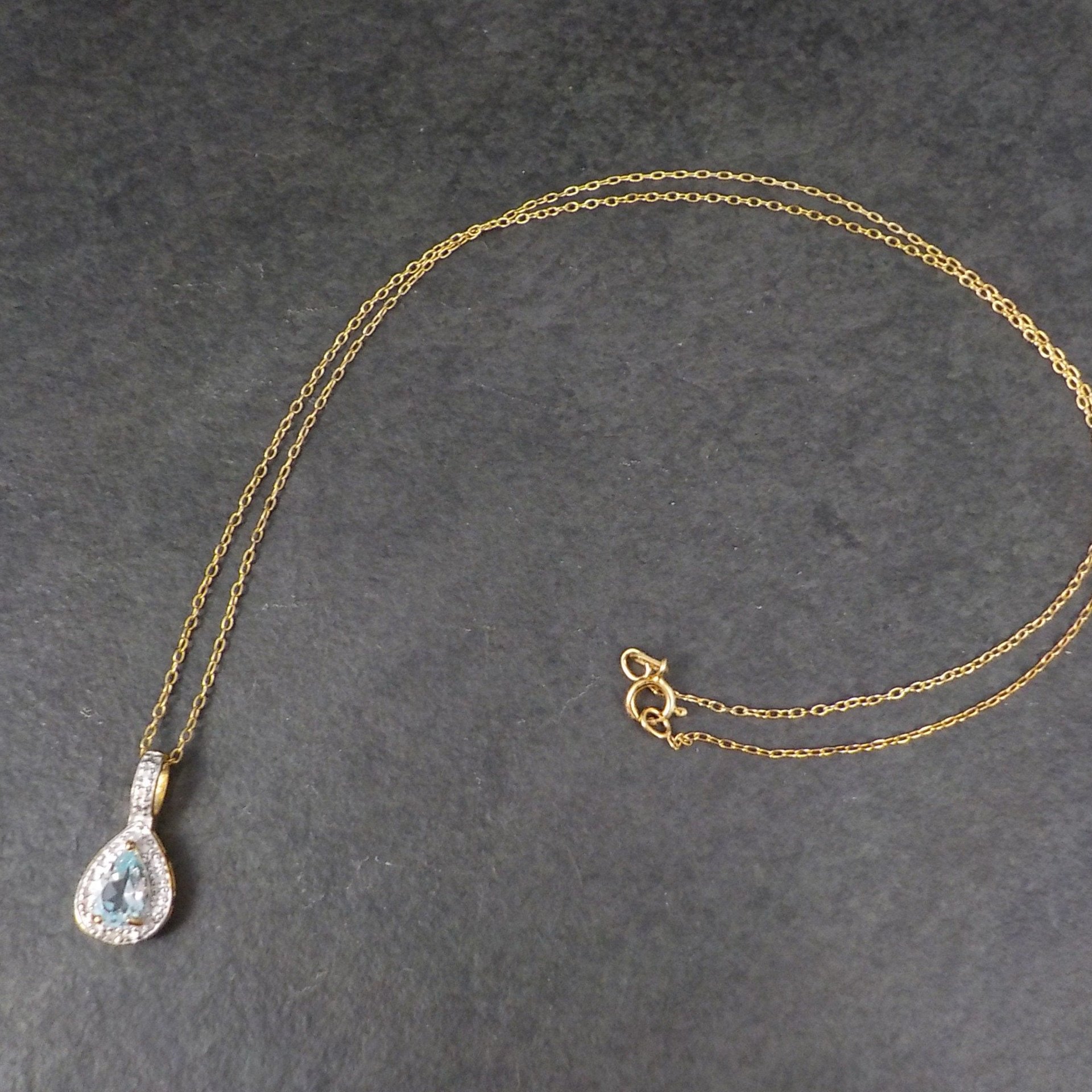 Vintage Vermeil Sterling Topaz Pendant Necklace