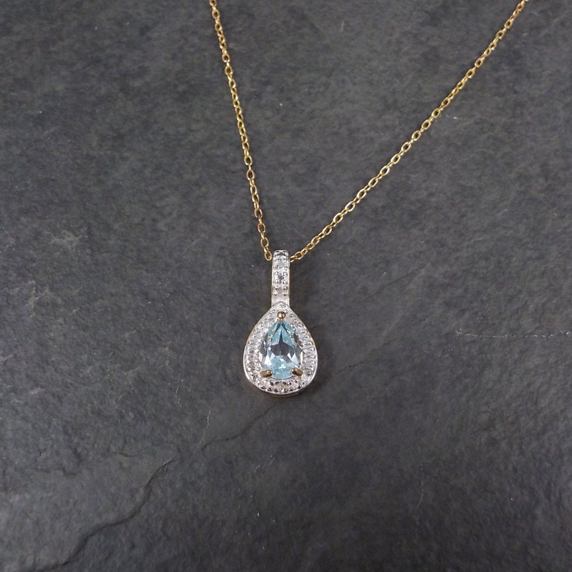 Vintage Vermeil Sterling Topaz Pendant Necklace
