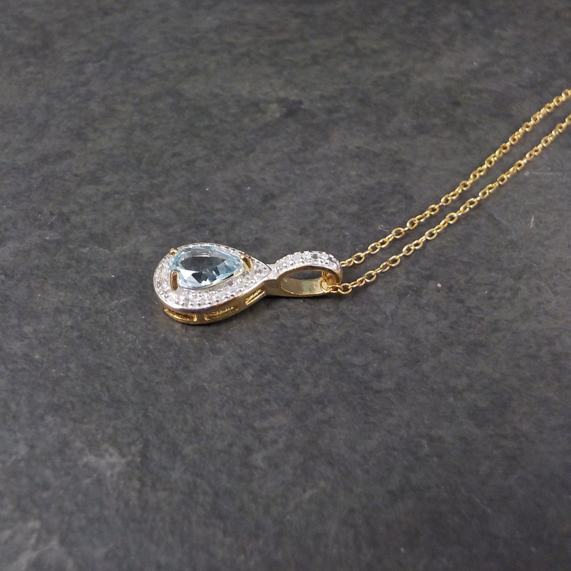 Vintage Vermeil Sterling Topaz Pendant Necklace