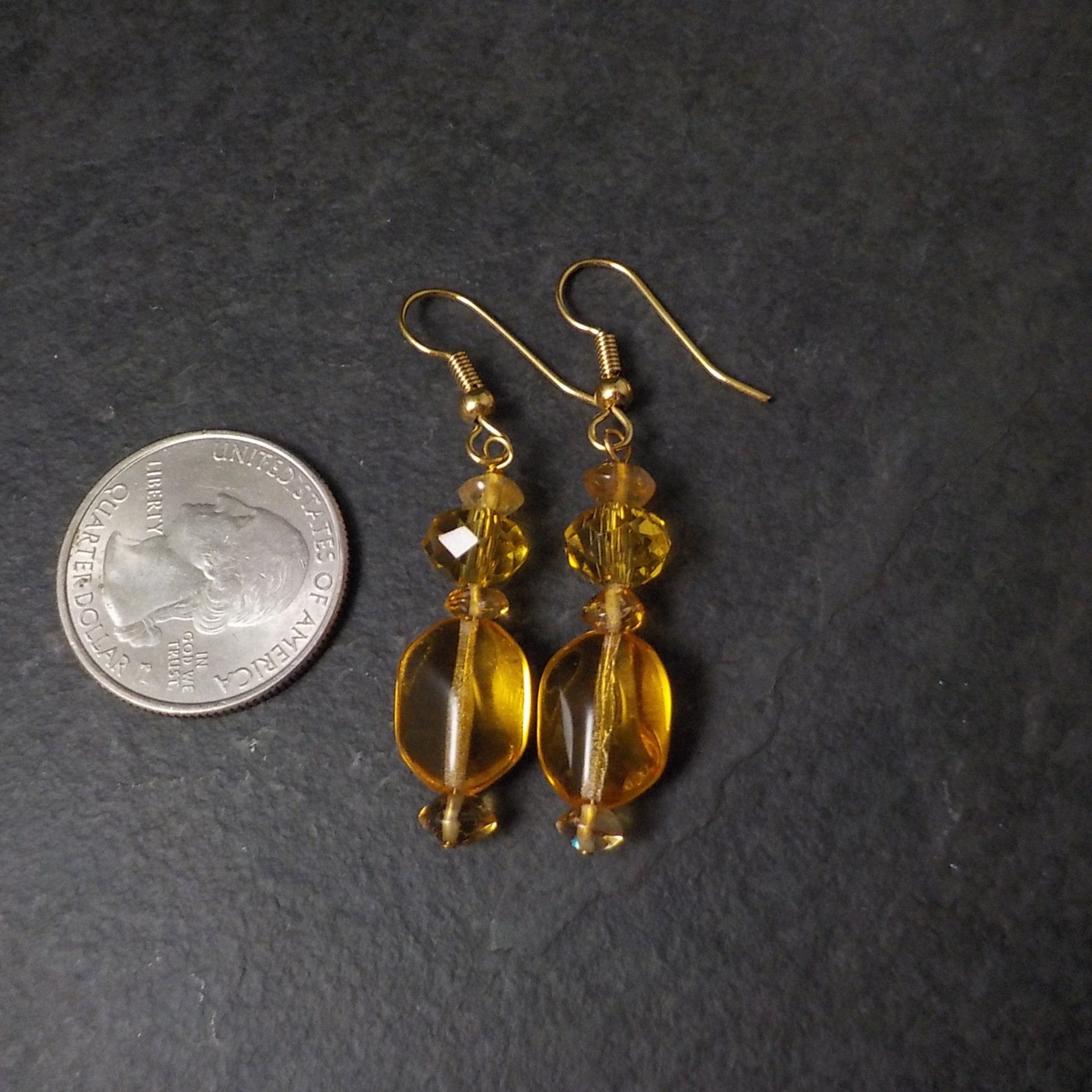 Long Yellow Crystal Earrings