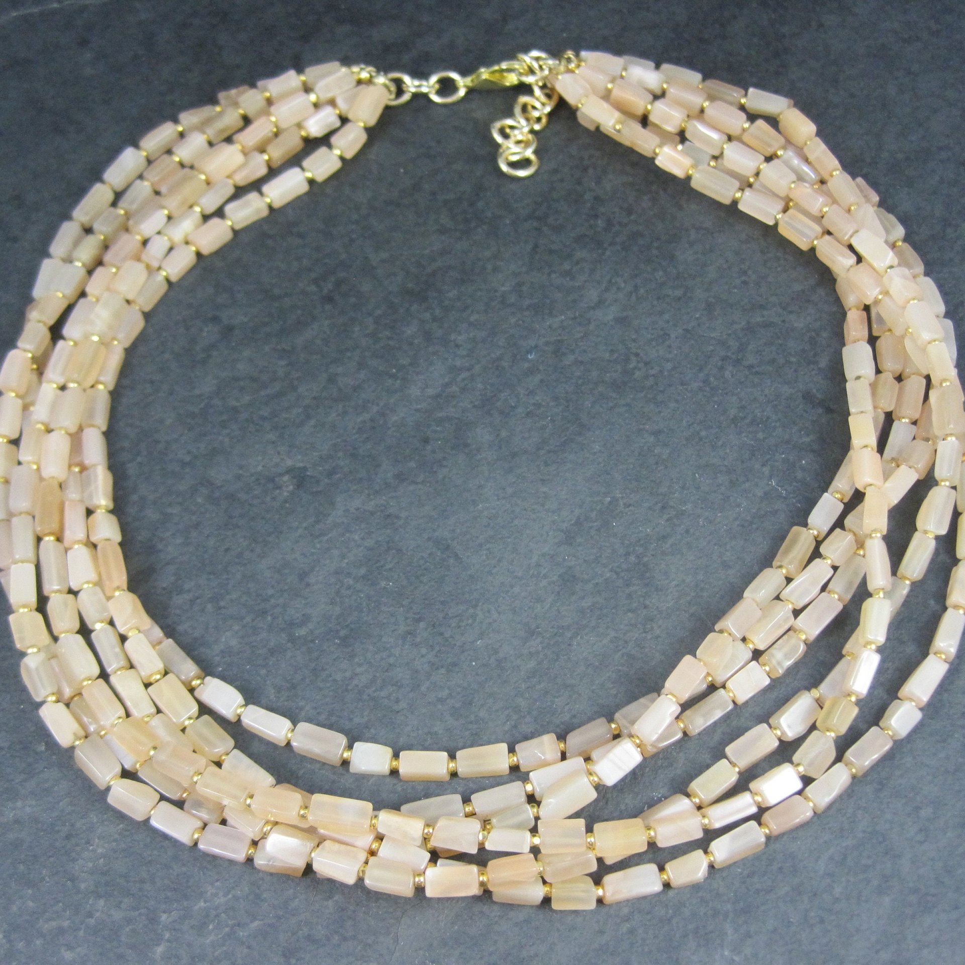 Vintage 6 Strand Peach Moonstone Necklace