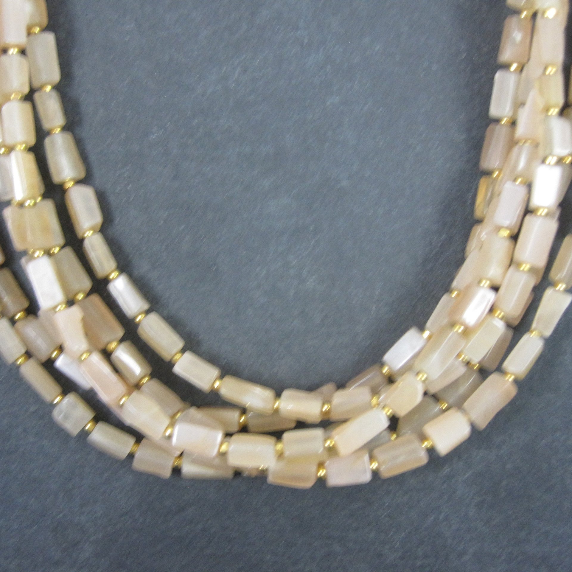 Vintage 6 Strand Peach Moonstone Necklace
