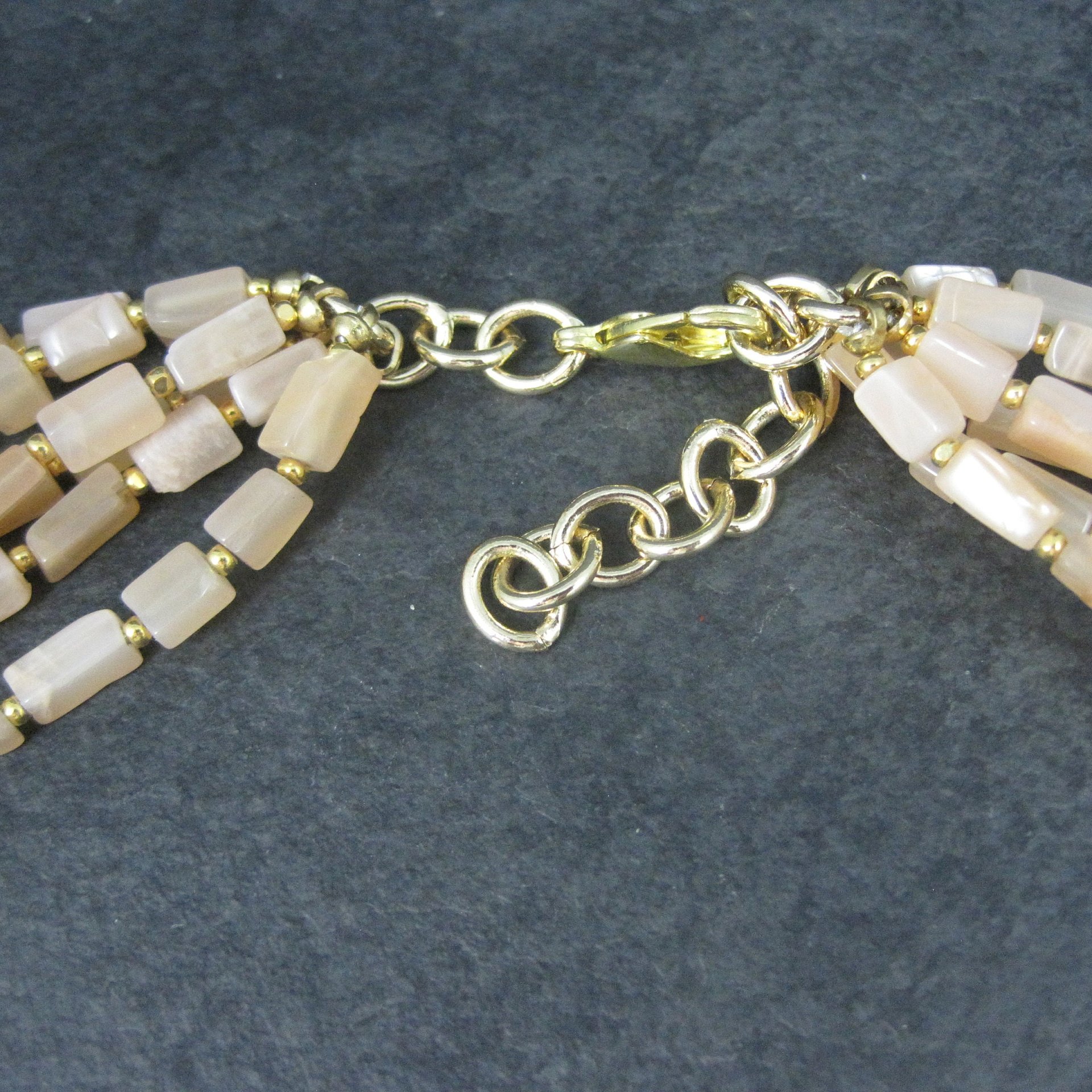Vintage 6 Strand Peach Moonstone Necklace