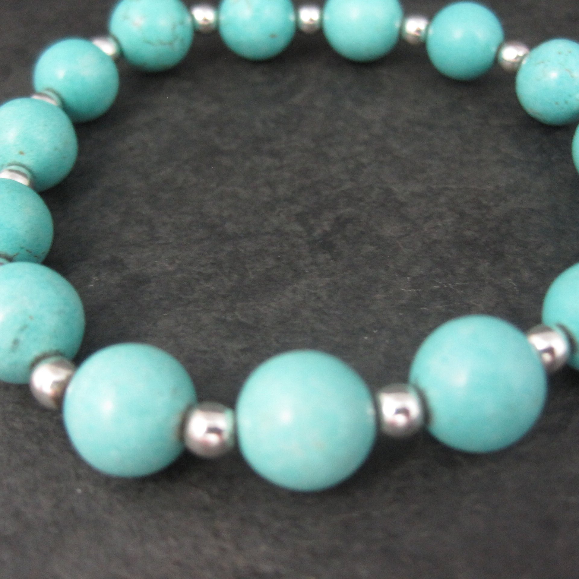 Destash Lot of 3 Howlite Turquoise Stretch Bead Bracelets