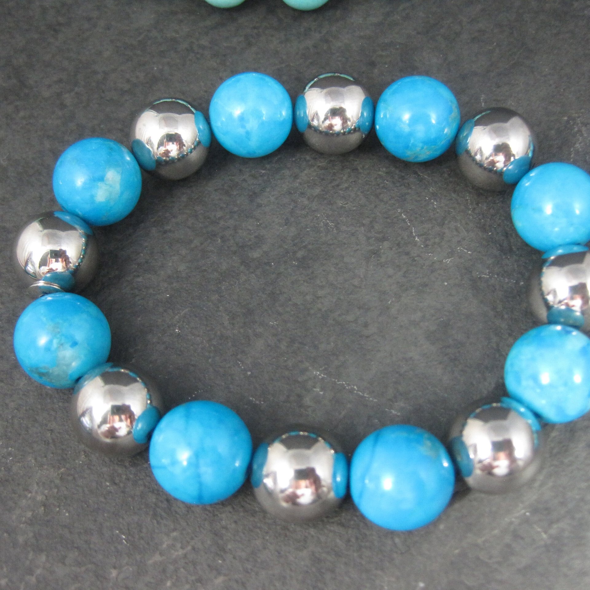 Destash Lot of 3 Howlite Turquoise Stretch Bead Bracelets
