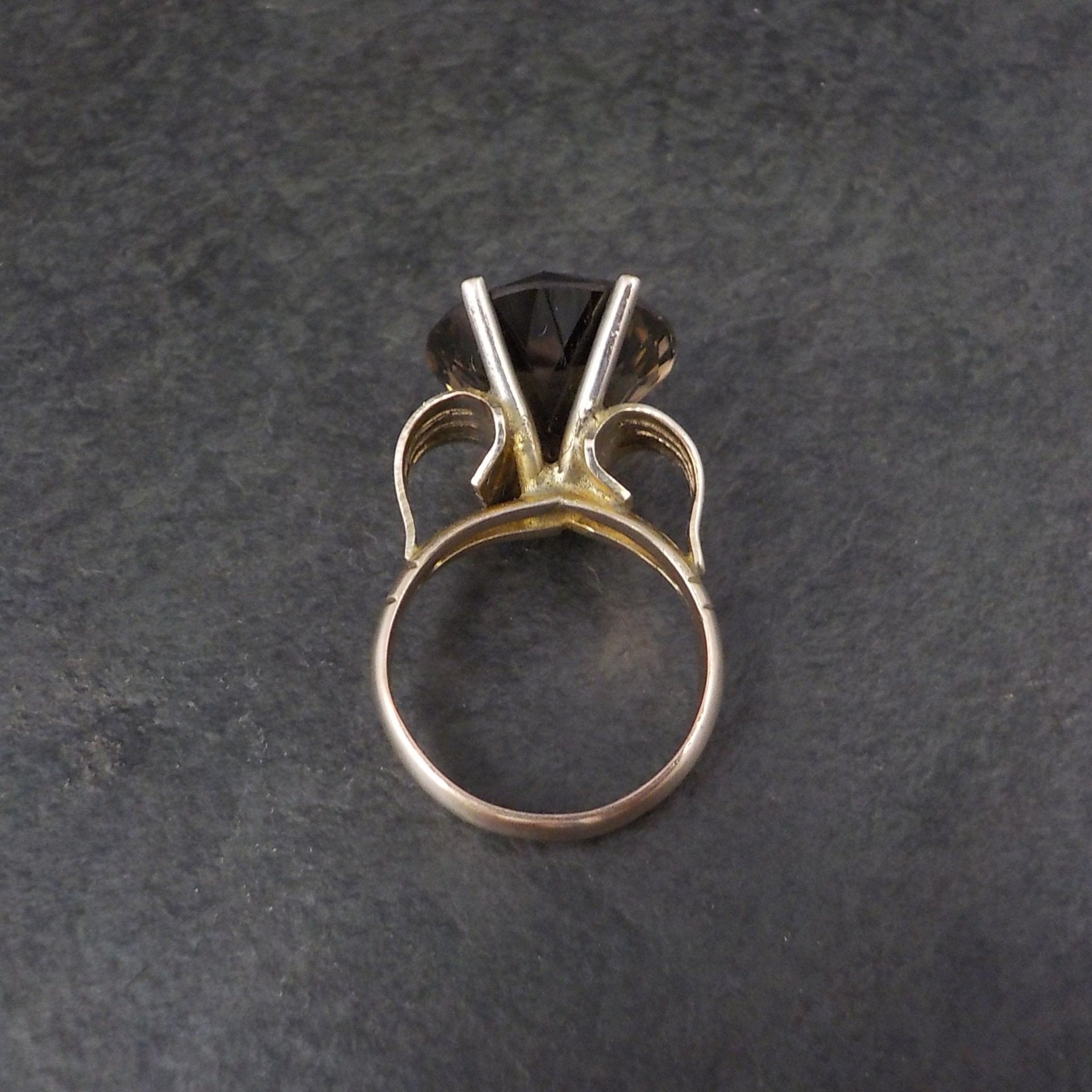 Large Antique 14K Smoky Quartz Ring Size 7