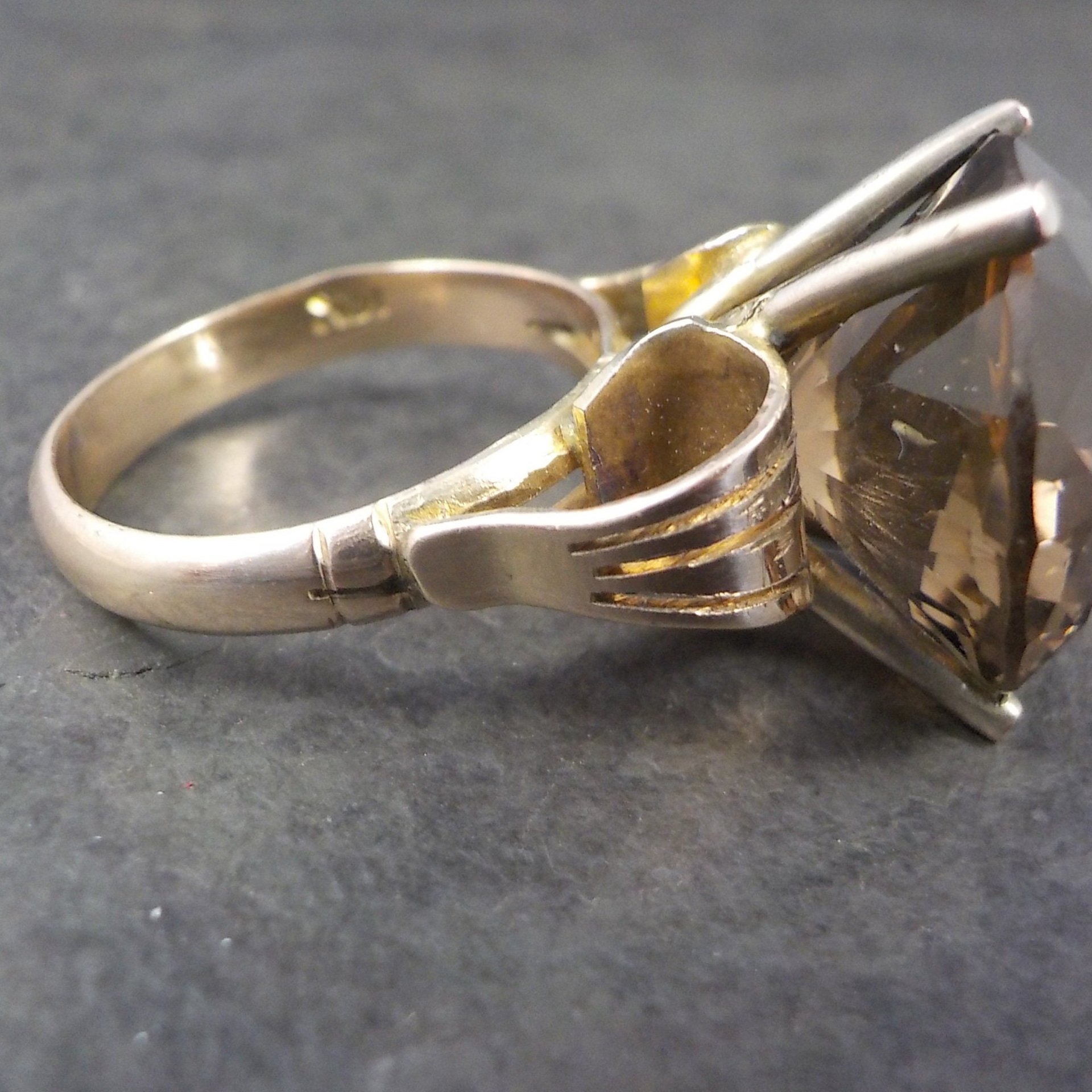 Large Antique 14K Smoky Quartz Ring Size 7