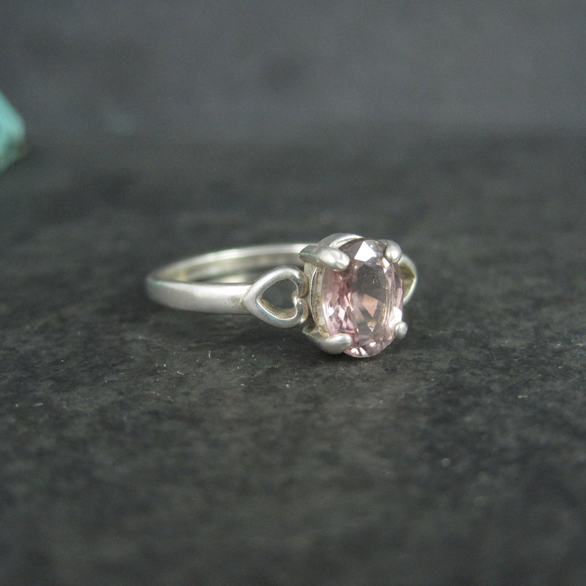 Estate Sterling Pink Tourmaline Ring Size 6.5