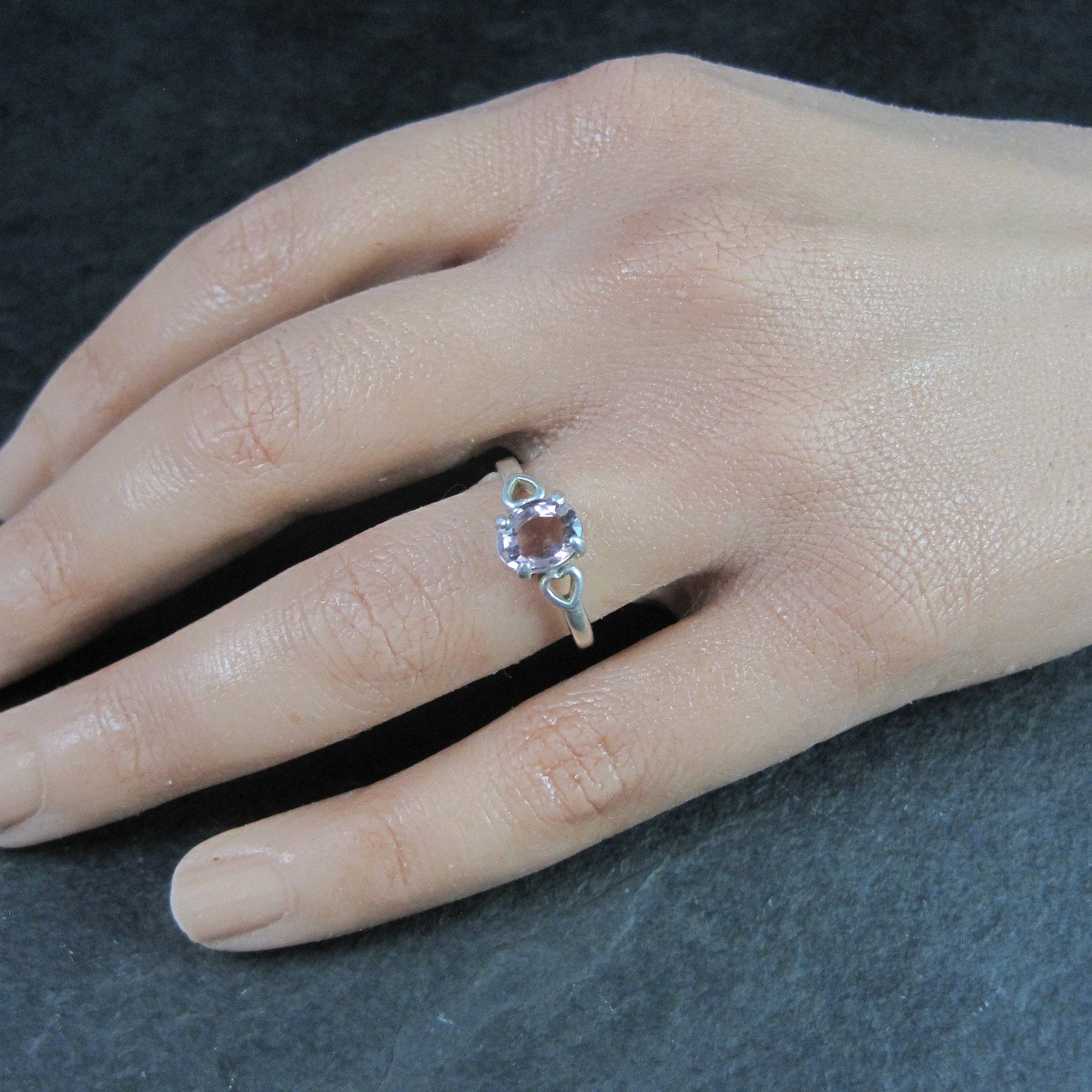 Estate Sterling Pink Tourmaline Ring Size 6.5