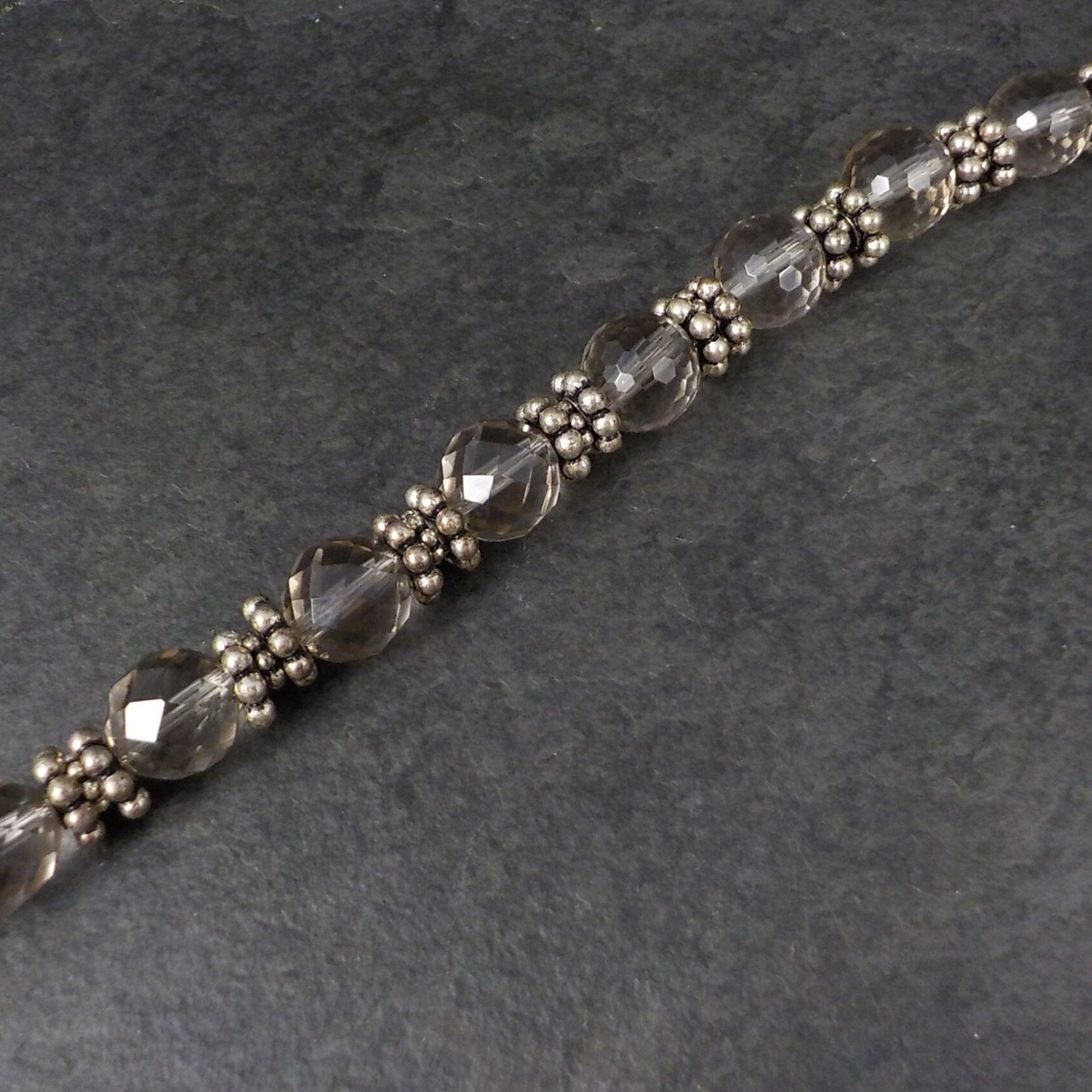 Vintage Sterling Quartz Toggle Bracelet 8.25 Inches