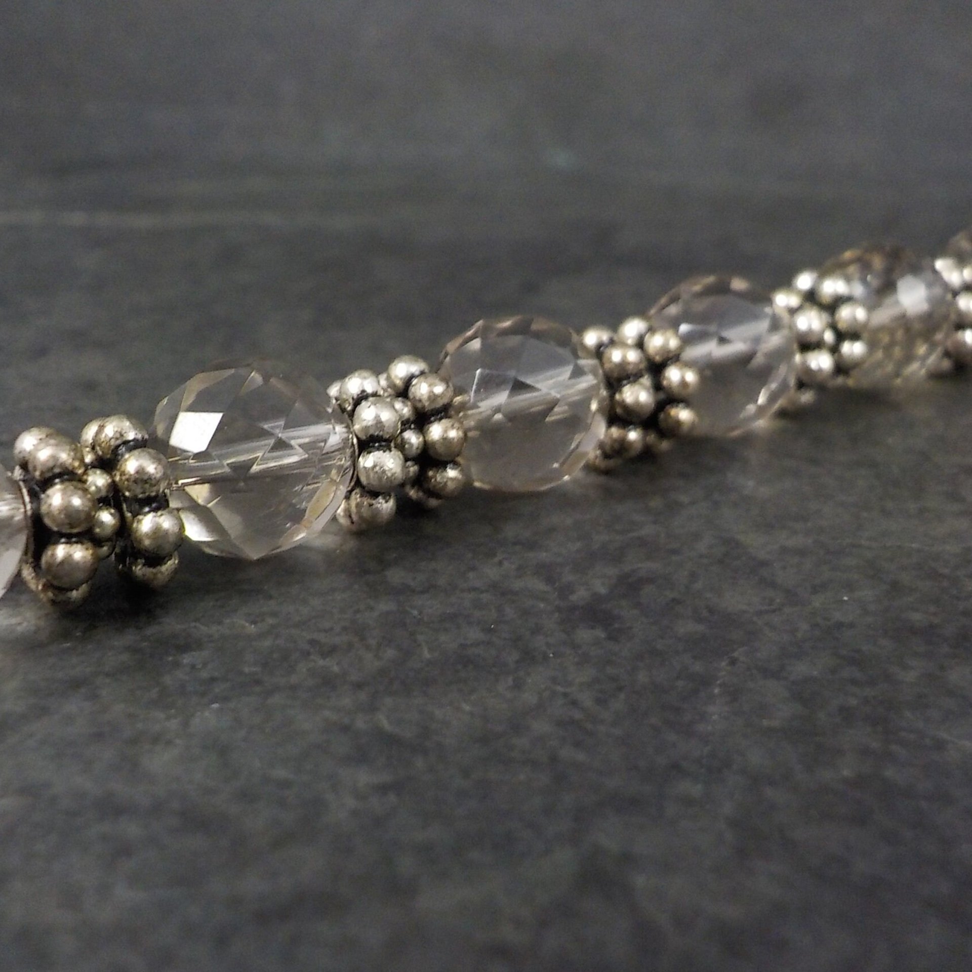 Vintage Sterling Quartz Toggle Bracelet 8.25 Inches