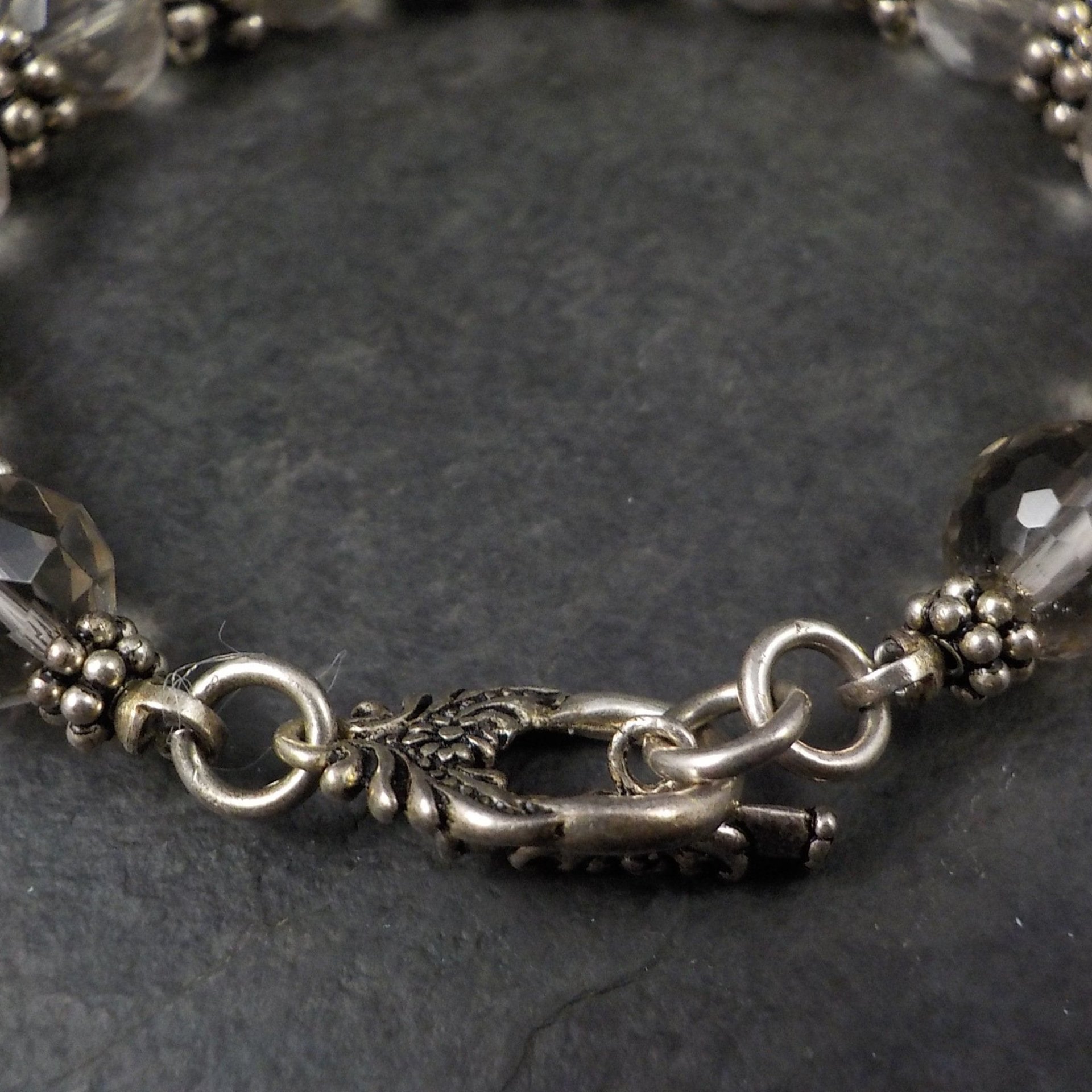Vintage Sterling Quartz Toggle Bracelet 8.25 Inches