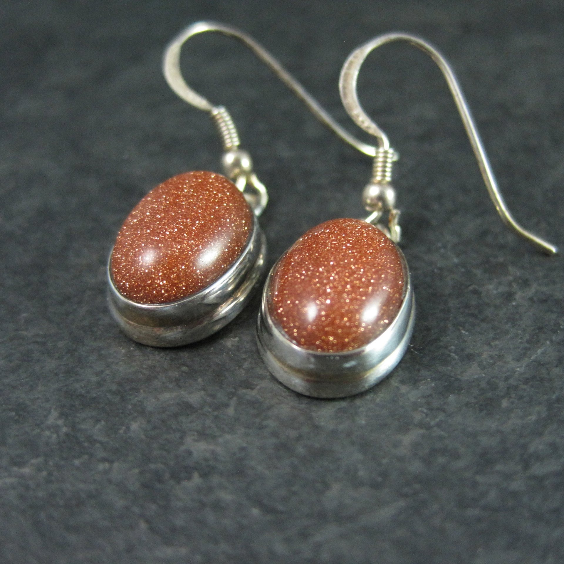 Estate Sterling Goldstone Earrings