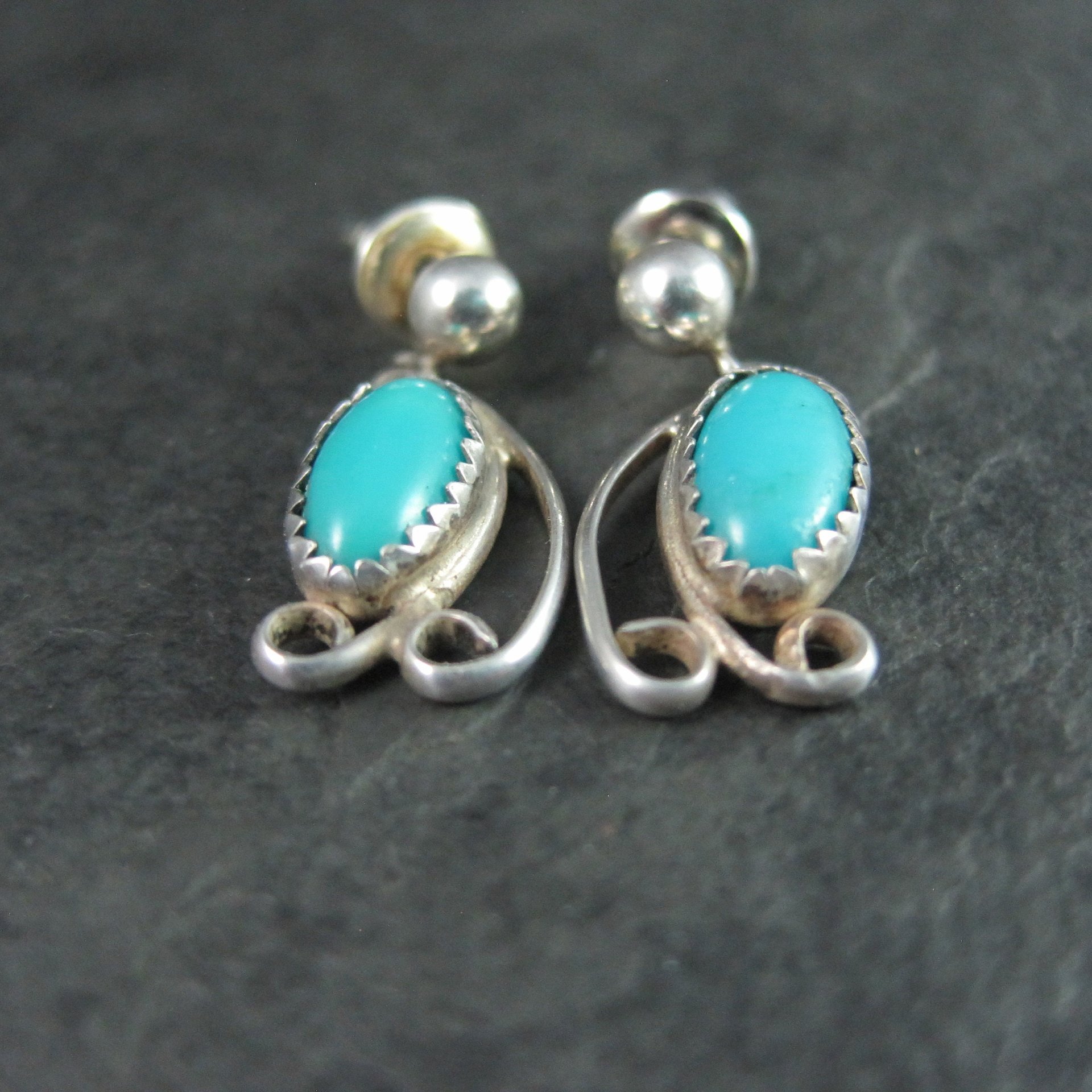 Dainty Southwestern Estate Sterling Turquoise Earrings