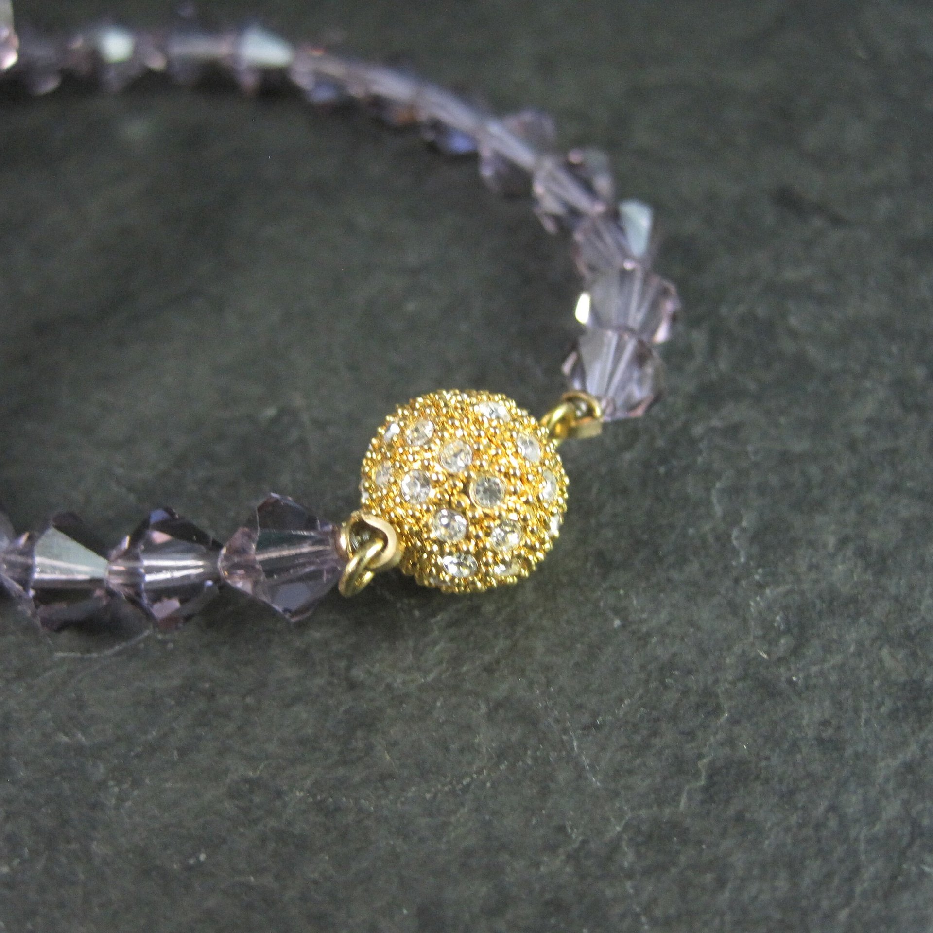 Purple Crystal Bead Necklace 17 Inches