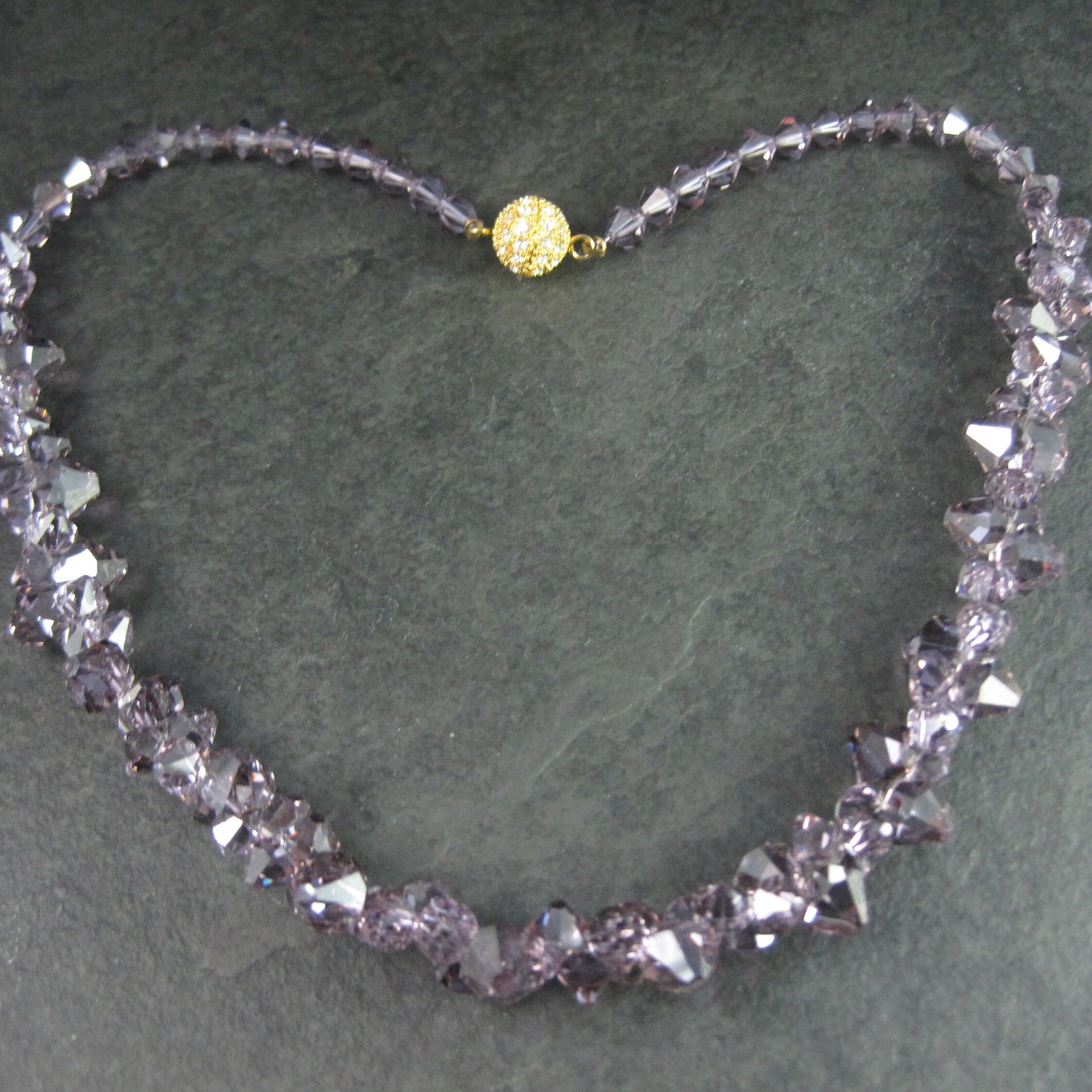 Purple Crystal Bead Necklace 17 Inches