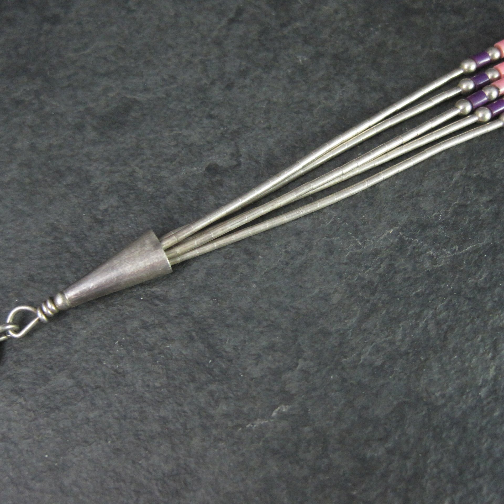 Southwestern Liquid Silver Sugilite Rhodochrosite Bracelet 7 Inches